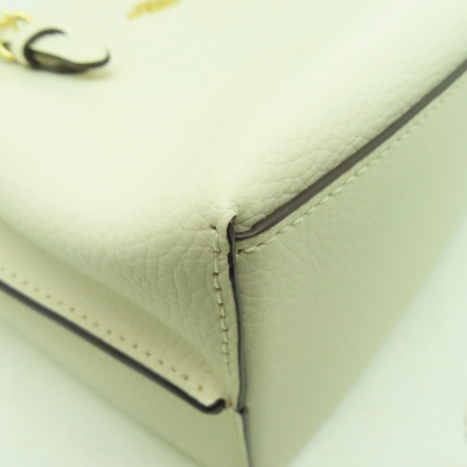 COACH 牛皮皮革2 Way Shoulder金扣手挽肩背兩用袋白色