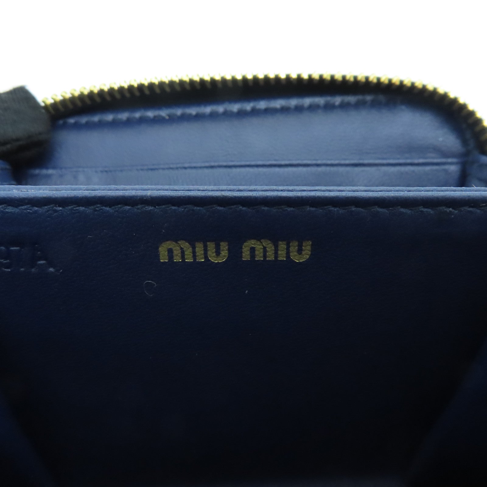 Miu Miu Sheepskin Leather Card Case Gold Buckle Green