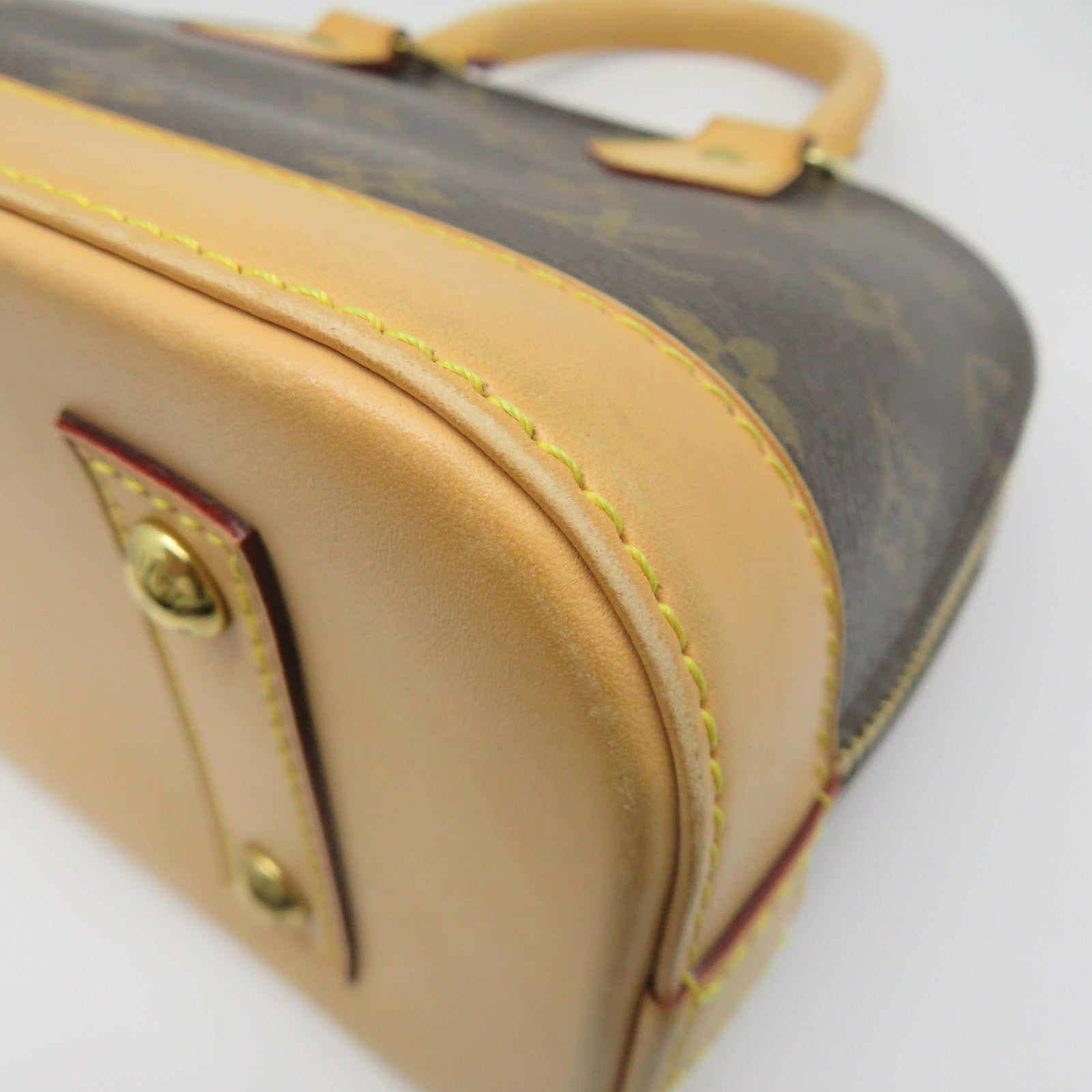 LOUIS VUITTON Monogram Alma BB Gold Buckle Shoulder Bag Brown