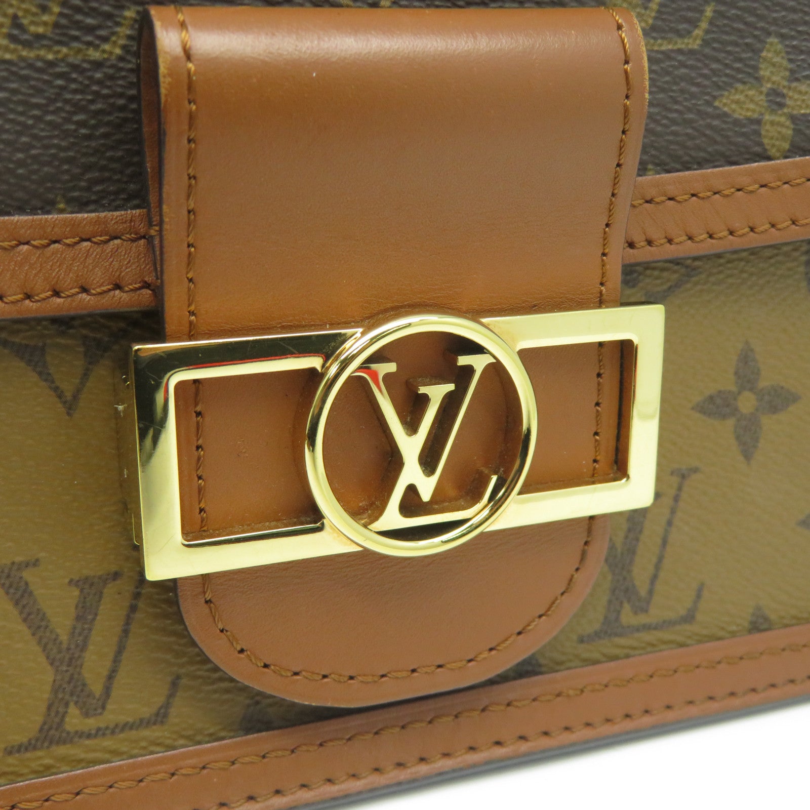 LOUIS VUITTON 【激減優惠】Monogram Reverse Mini Dauphine金扣肩背袋啡色