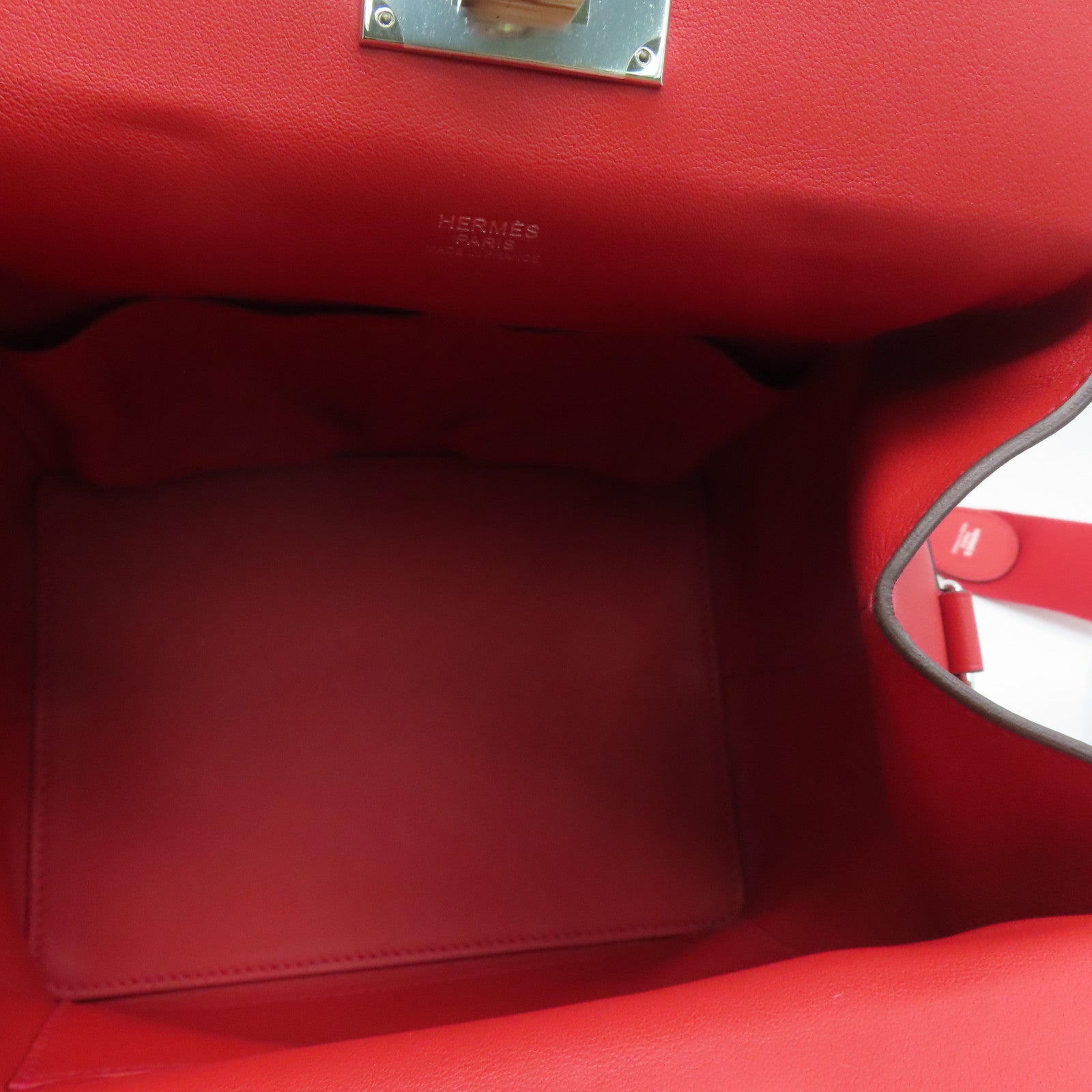 HERMES Swift皮革ToolBox 20銀扣手挽肩背兩用袋Rouge Pivoine/紅色