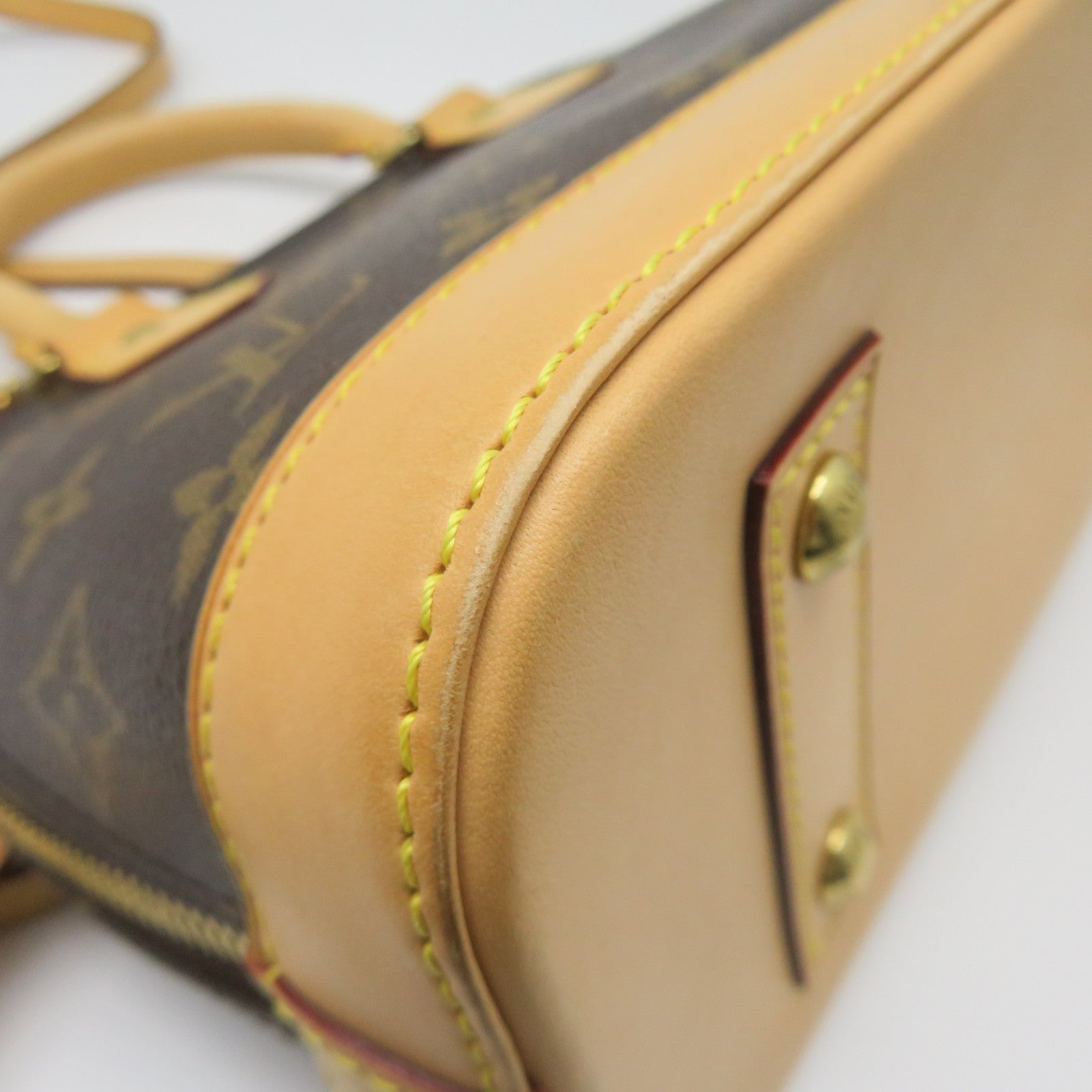 LOUIS VUITTON Monogram Alma BB Gold Buckle Shoulder Bag Brown