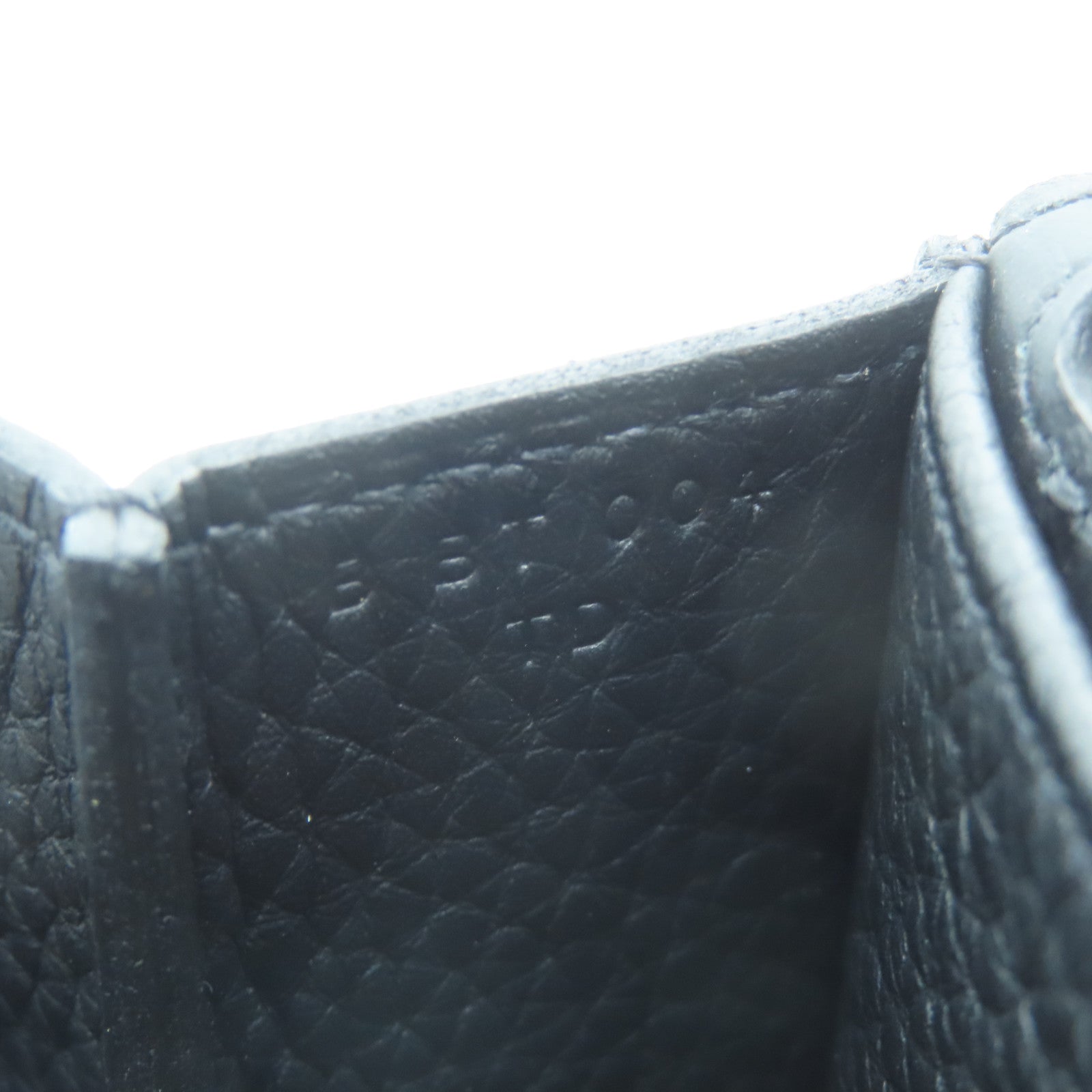 HERMES Clemence Leather Halzan 25 Gold Buckle Handle Shoulder Bag Black