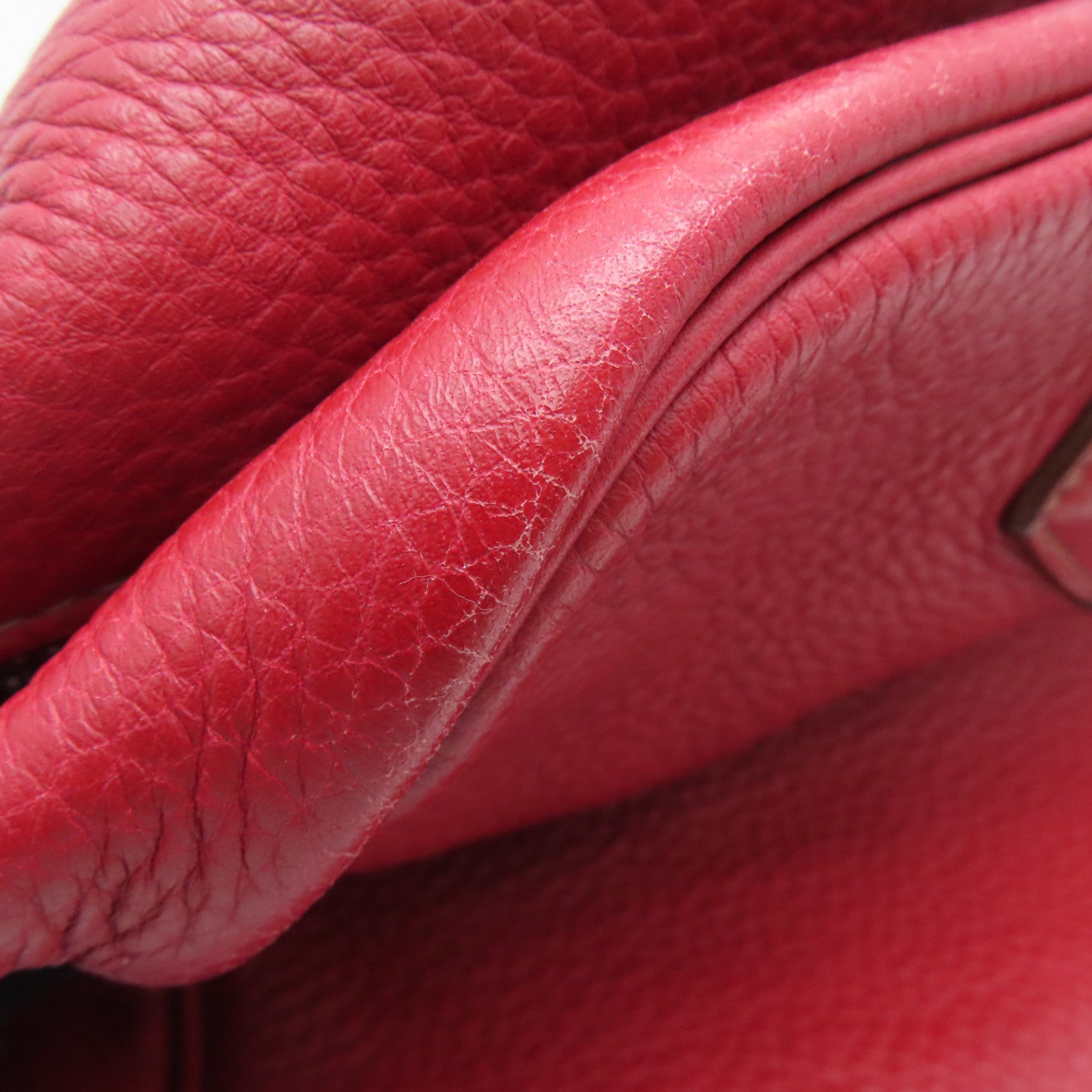 HERMES 【激减优惠】Clemence皮革Victoria银扣肩背袋Rouge Casaque/红色