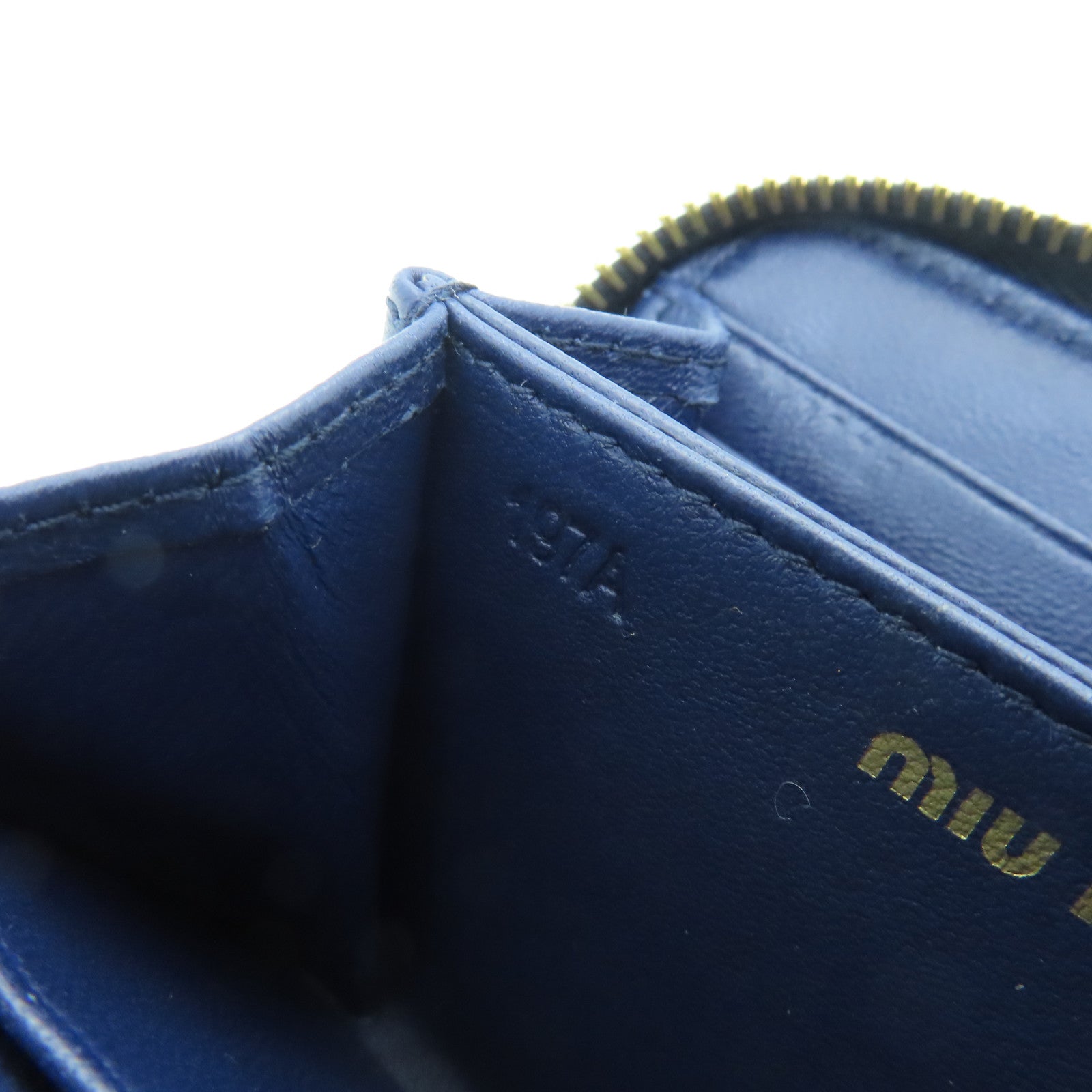 Miu Miu Sheepskin Leather Card Case Gold Buckle Green