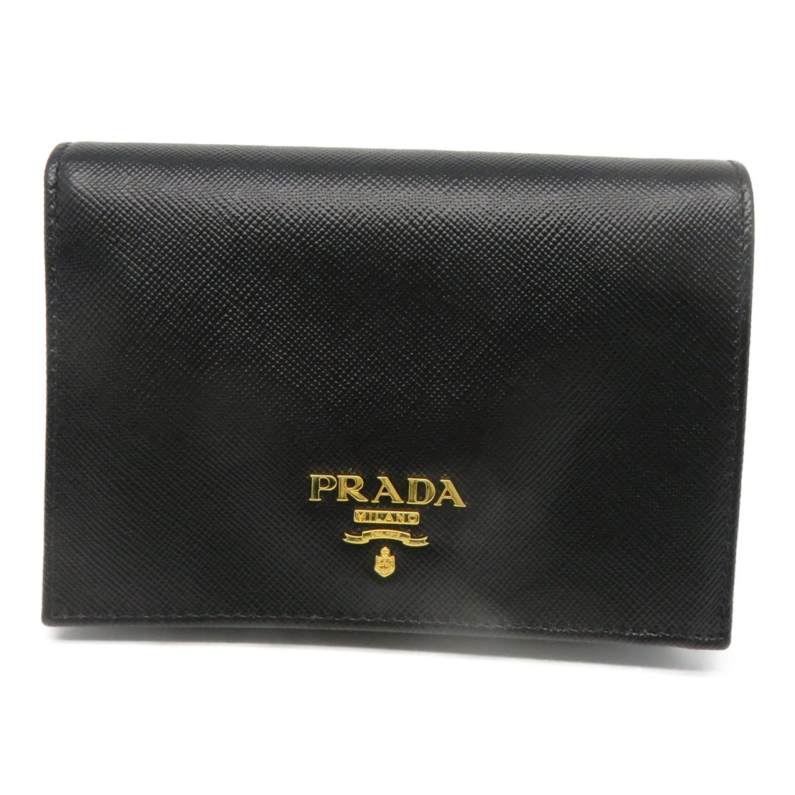 PRADA 牛皮皮革Wallet金扣钱包黑色