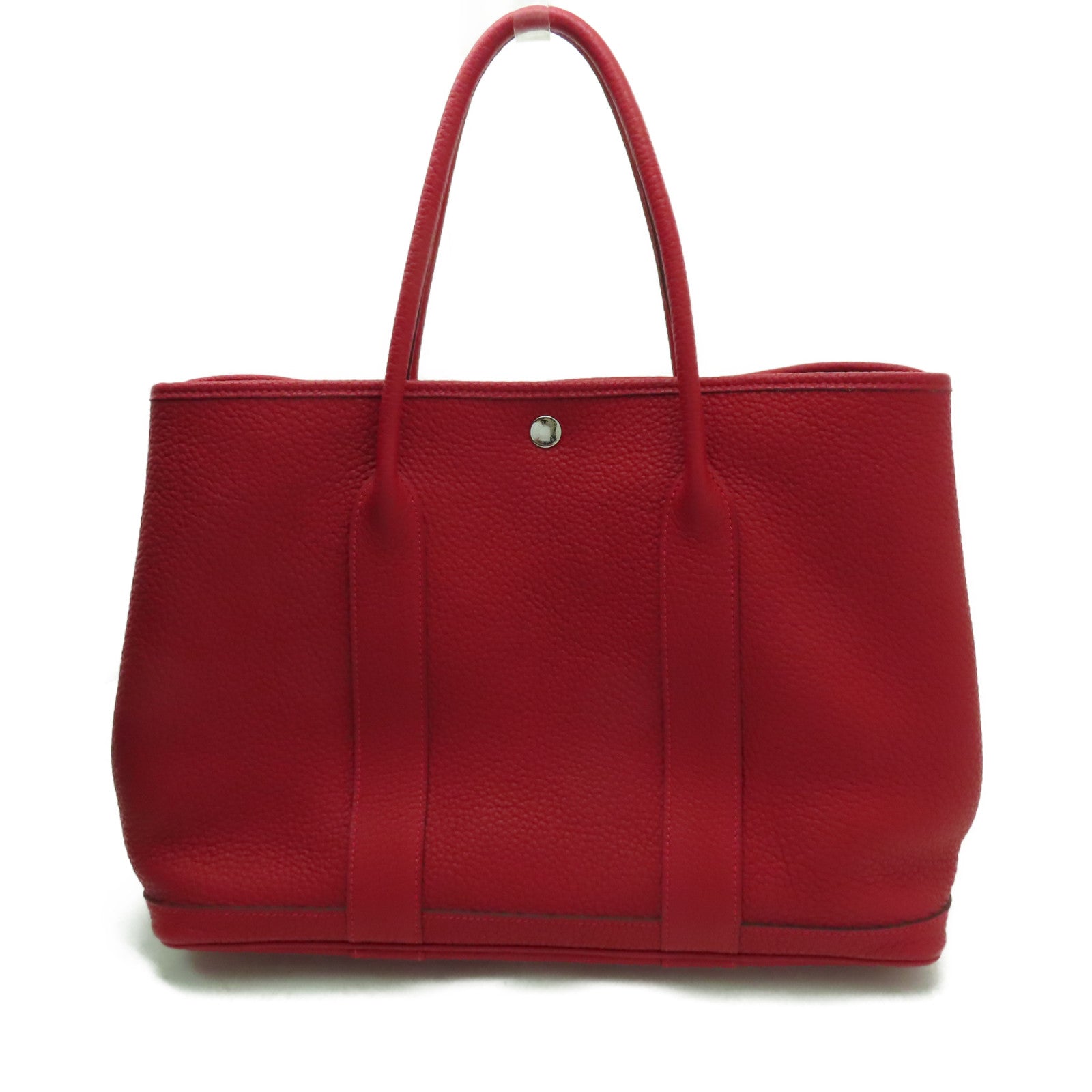 HERMES Negonda皮革GardenParty PM銀扣手挽袋紅色