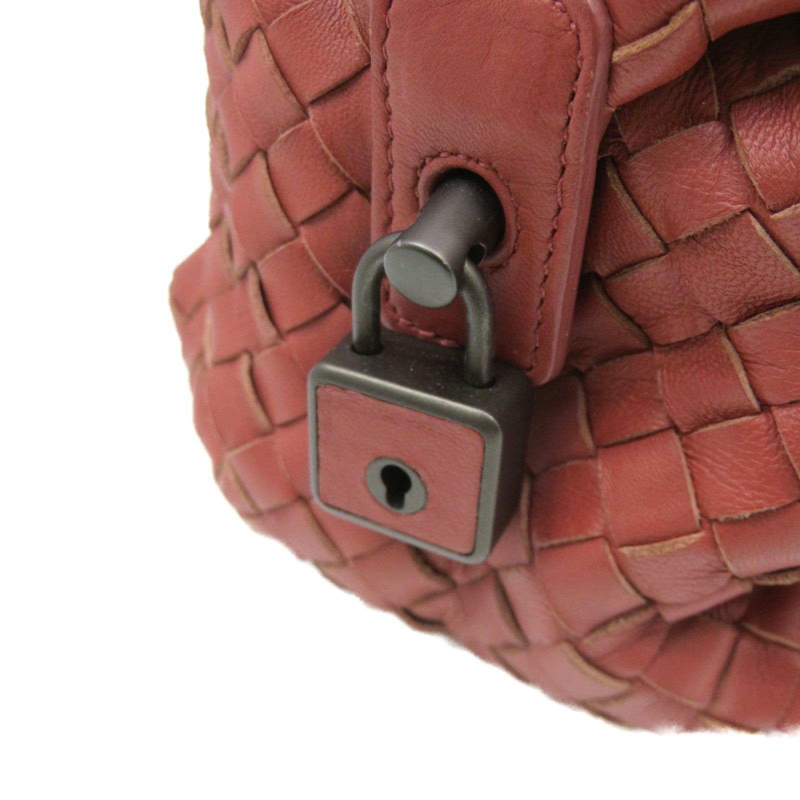 BOTTEGA VENETA 【激減優惠】織紋皮革Shoulder Bag肩背袋啡紅色