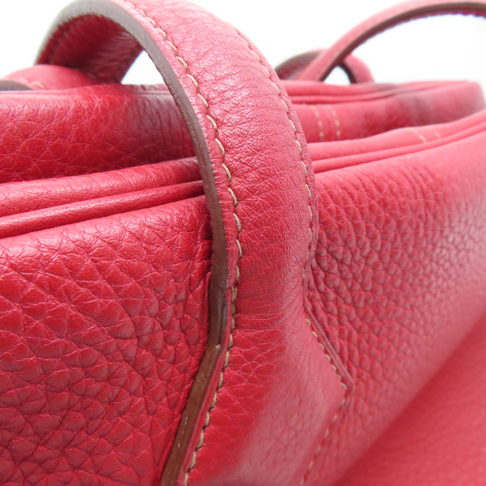 HERMES 【激减优惠】Clemence皮革Victoria银扣肩背袋Rouge Casaque/红色