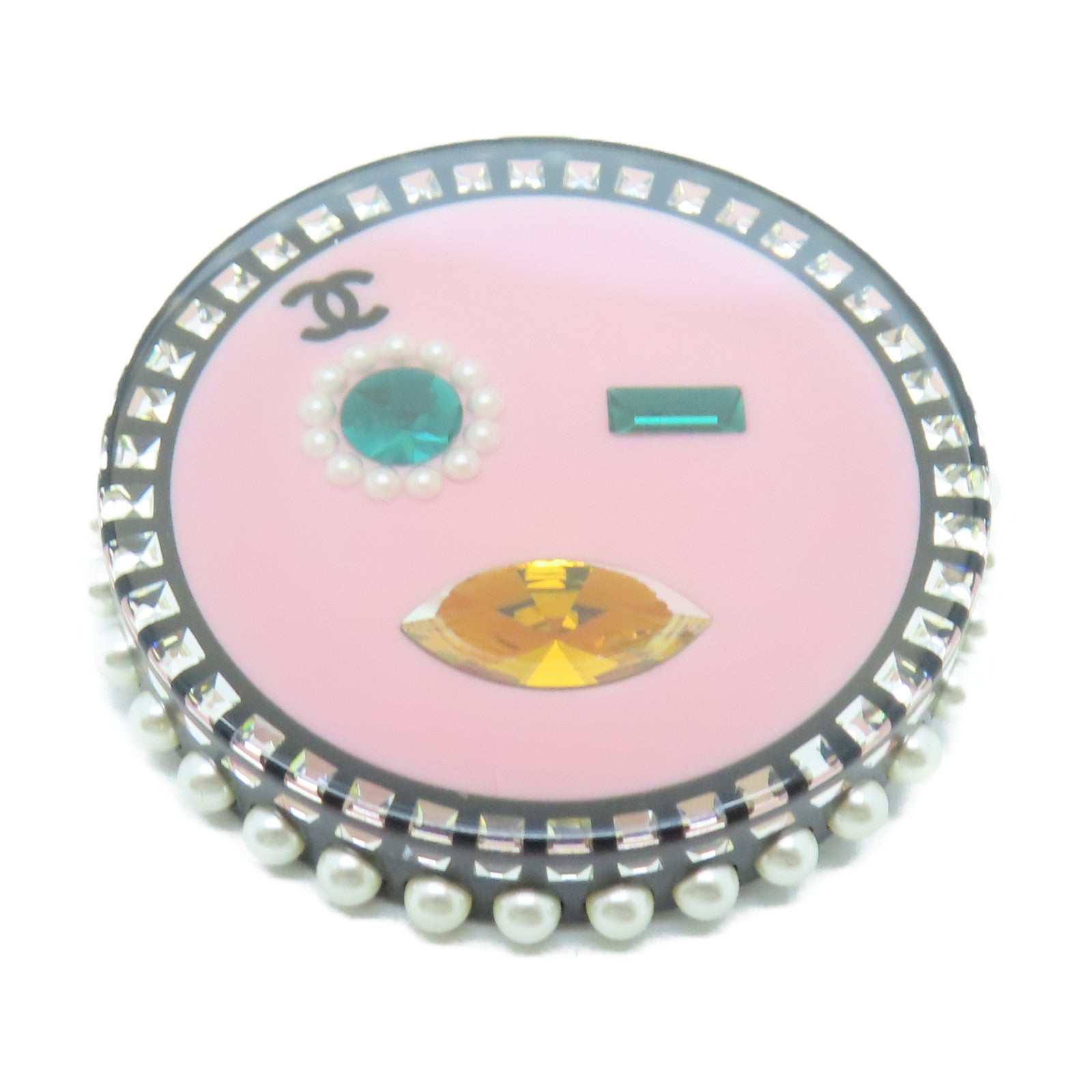 CHANEL Metal Face Brooch brooch pink