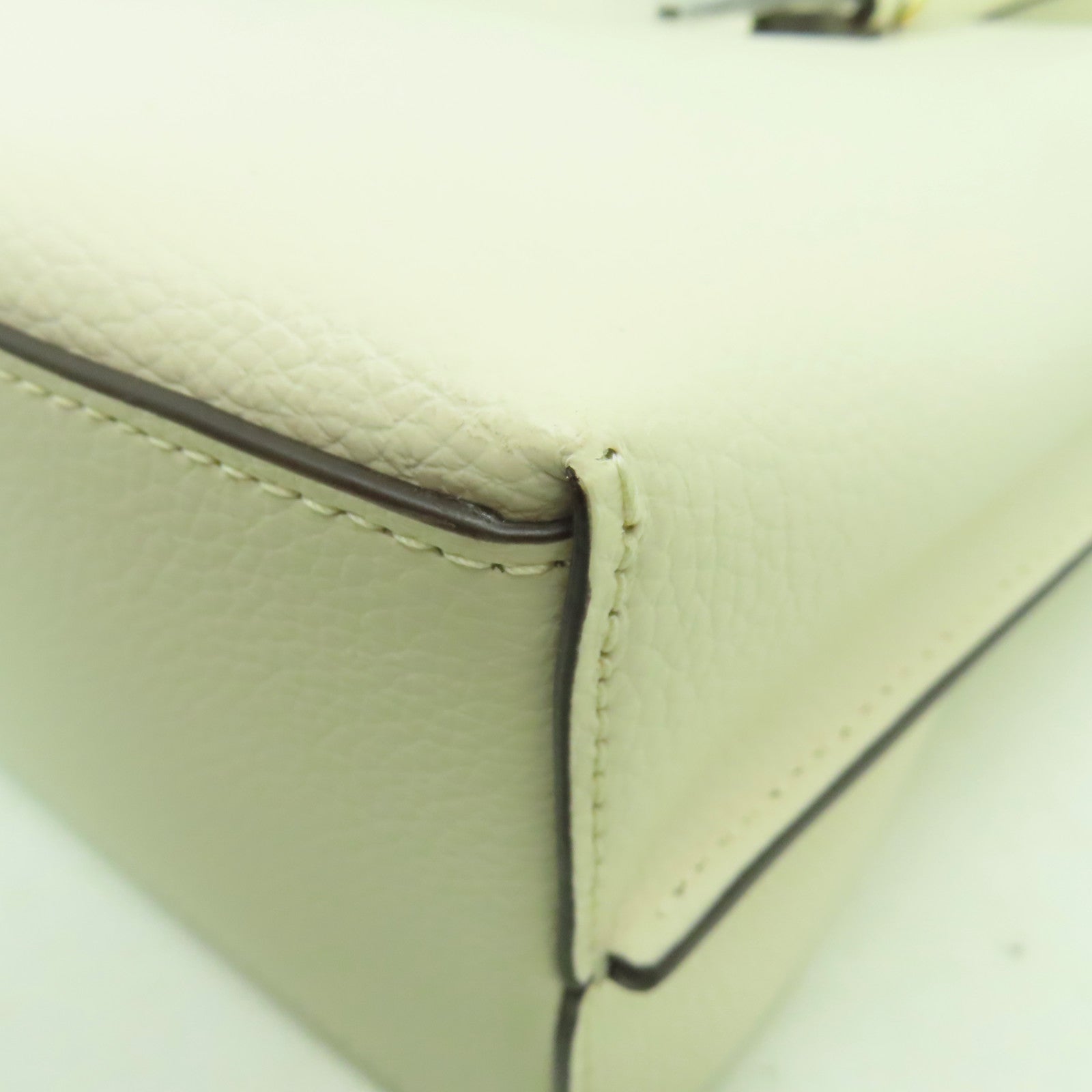 COACH 牛皮皮革2 Way Shoulder金扣手挽肩背兩用袋白色