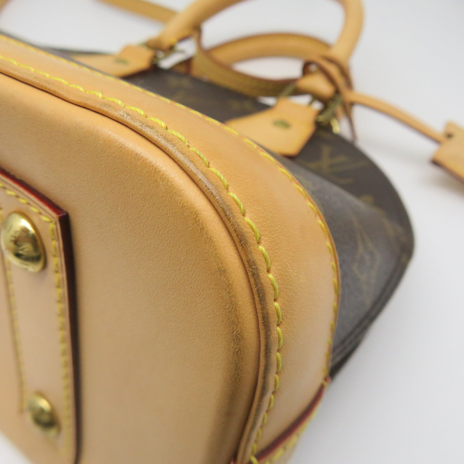 LOUIS VUITTON Monogram Alma BB Gold Buckle Shoulder Bag Brown