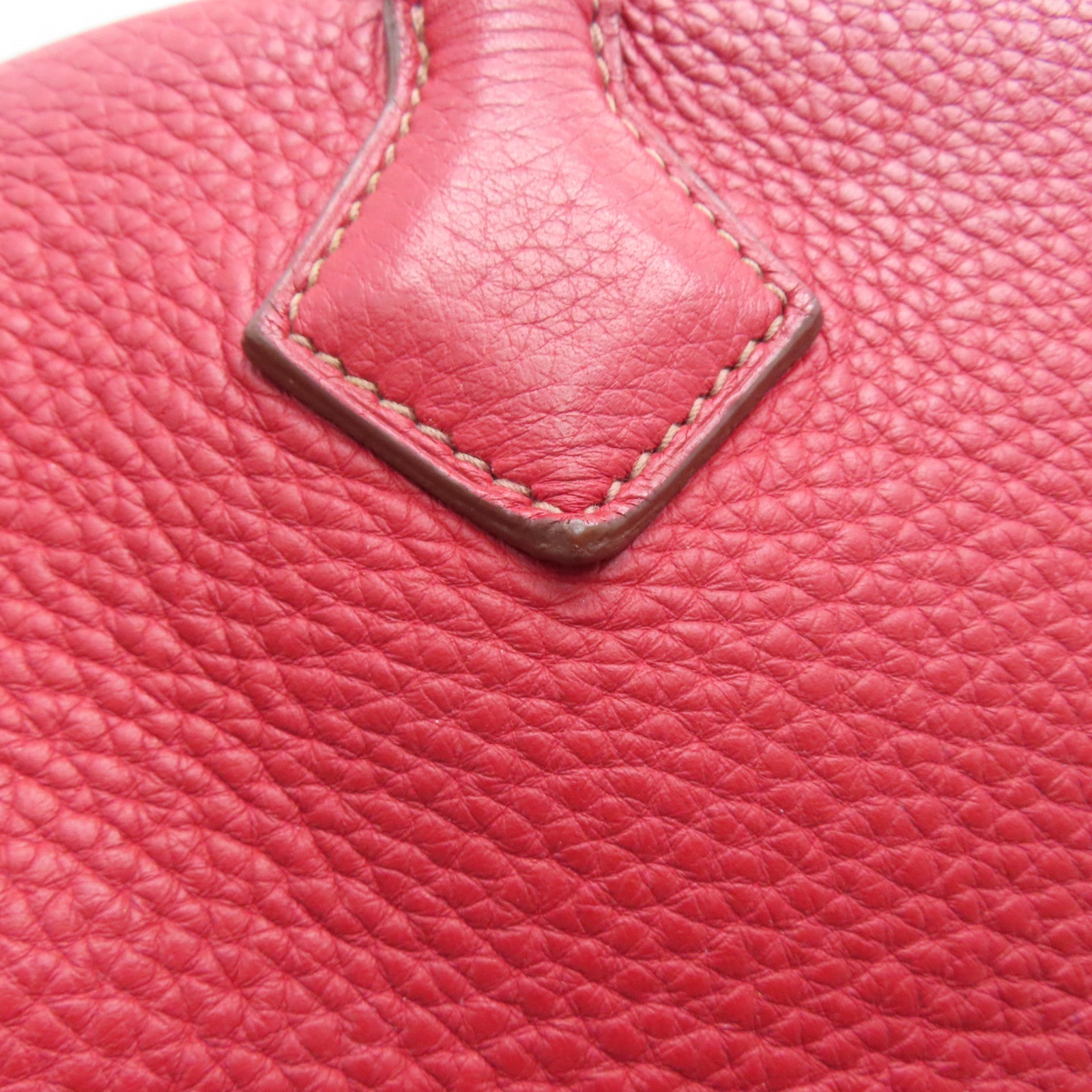 HERMES 【激减优惠】Clemence皮革Victoria银扣肩背袋Rouge Casaque/红色