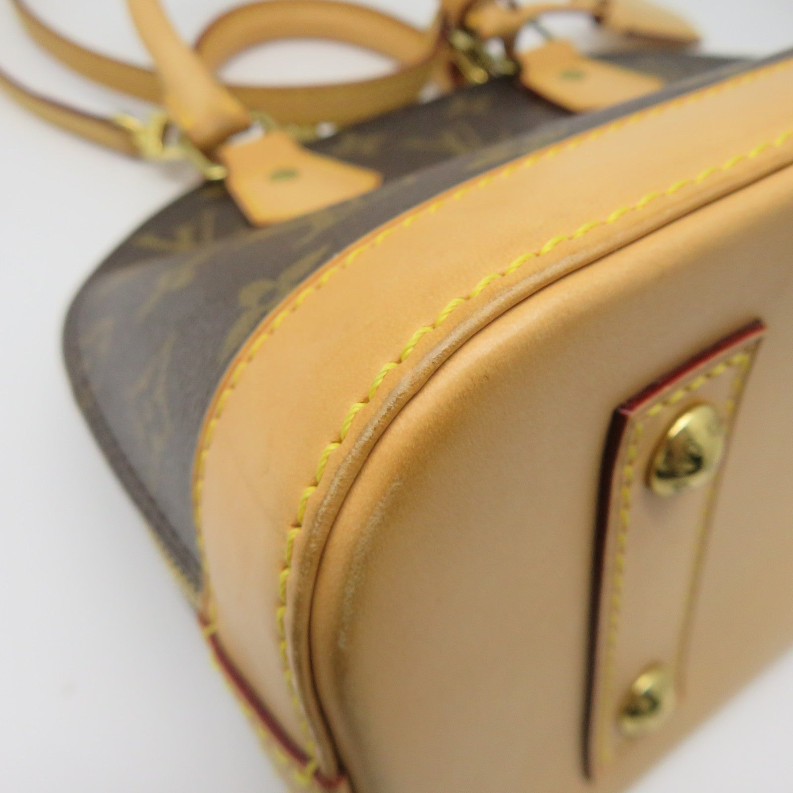 LOUIS VUITTON Monogram Alma BB Gold Buckle Shoulder Bag Brown