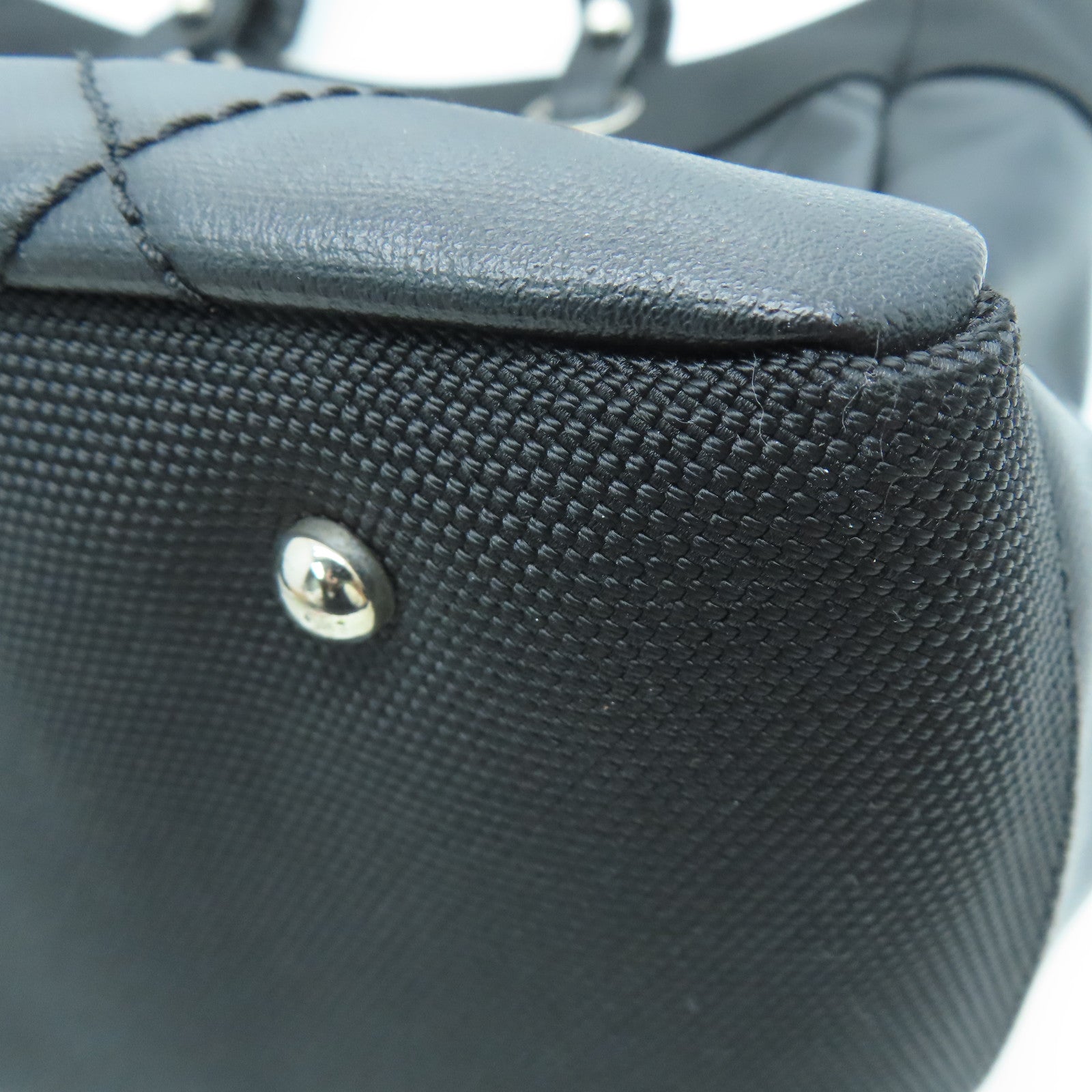 CHANEL 菱格帆布Tote Bag銀扣手挽袋黑色