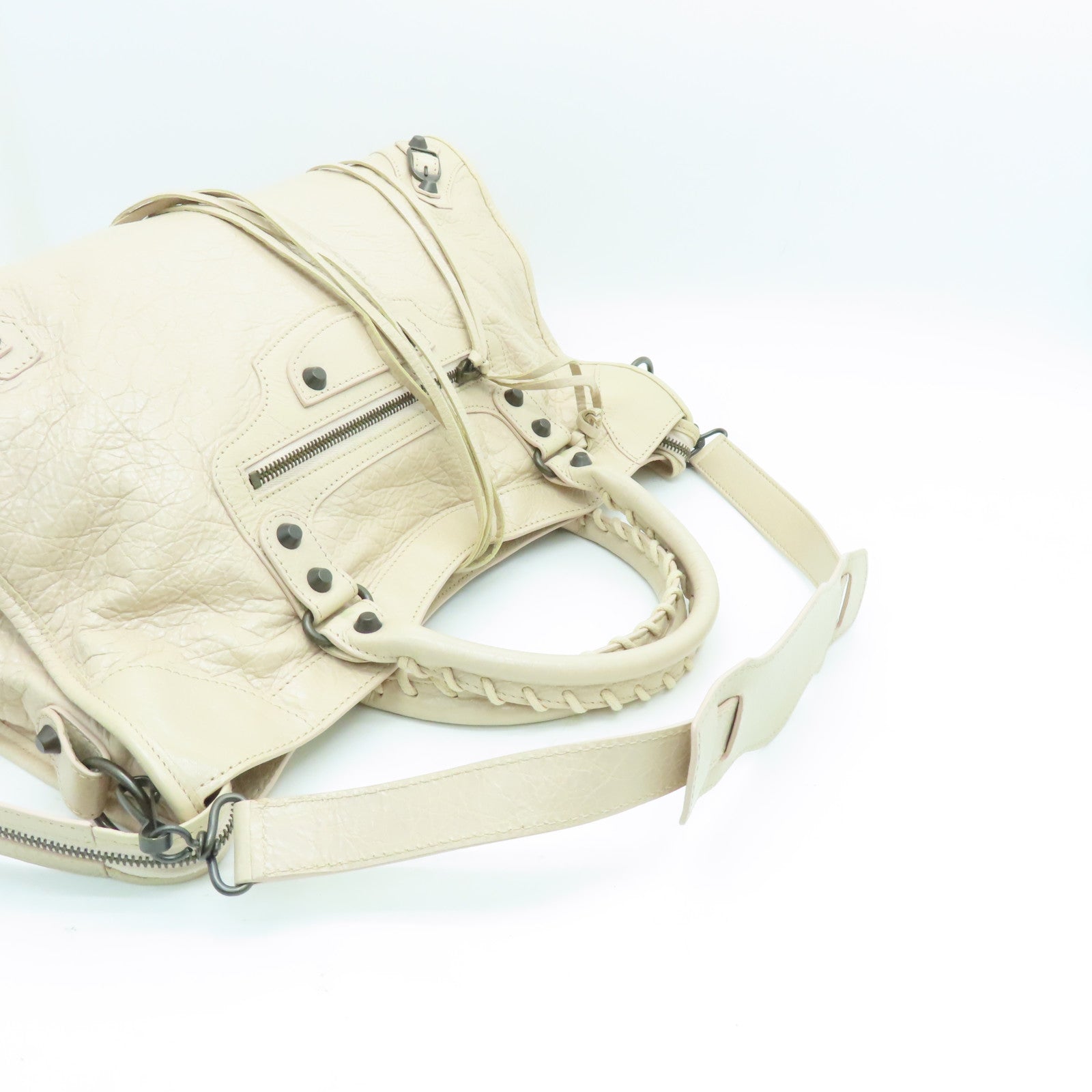 BALENCIAGA 羊皮皮革City金扣手挽肩背两用袋粉红色