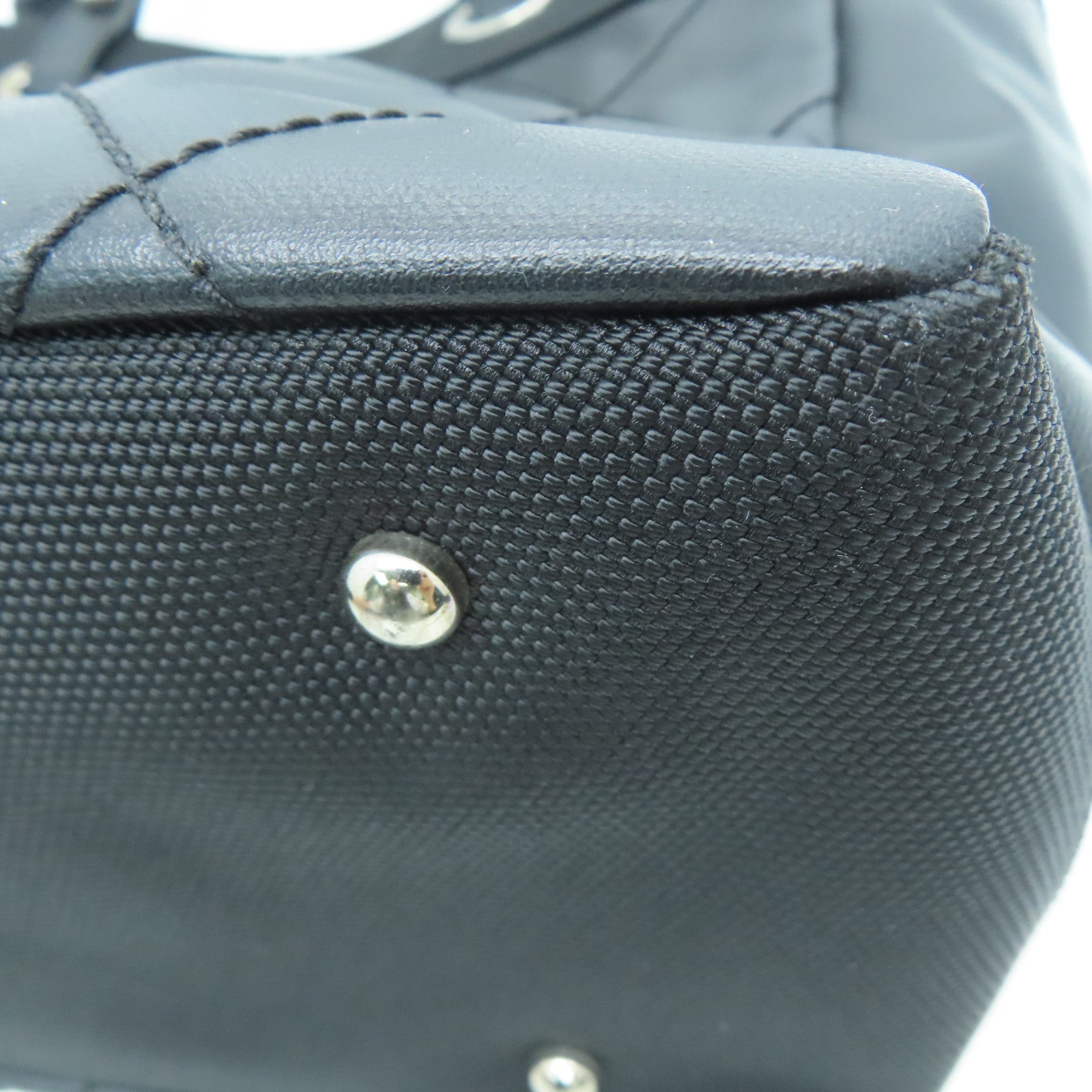 CHANEL 菱格帆布Tote Bag銀扣手挽袋黑色
