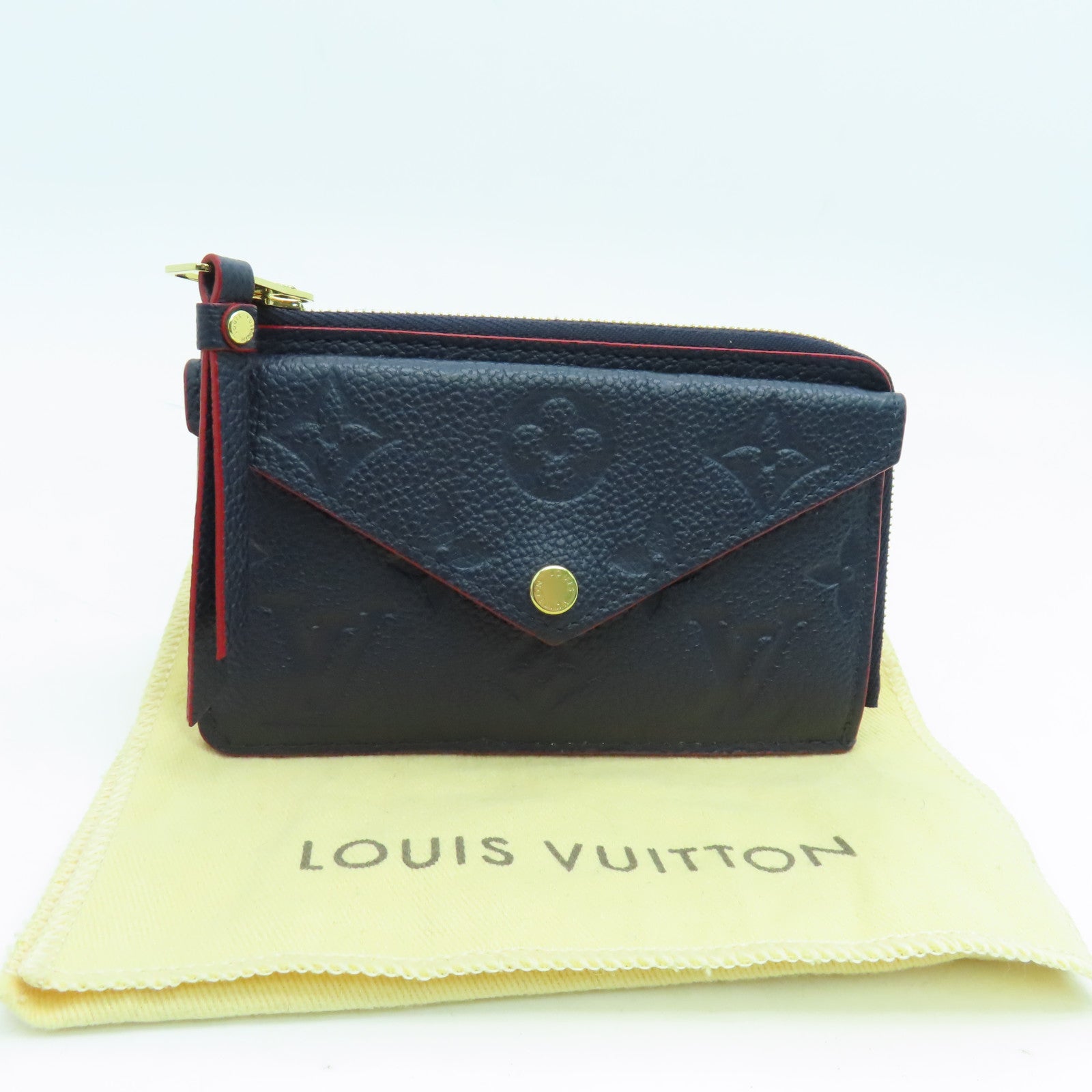 LOUIS VUITTON Monogram Empreinte Recto Verso金扣卡片包蓝色/红色