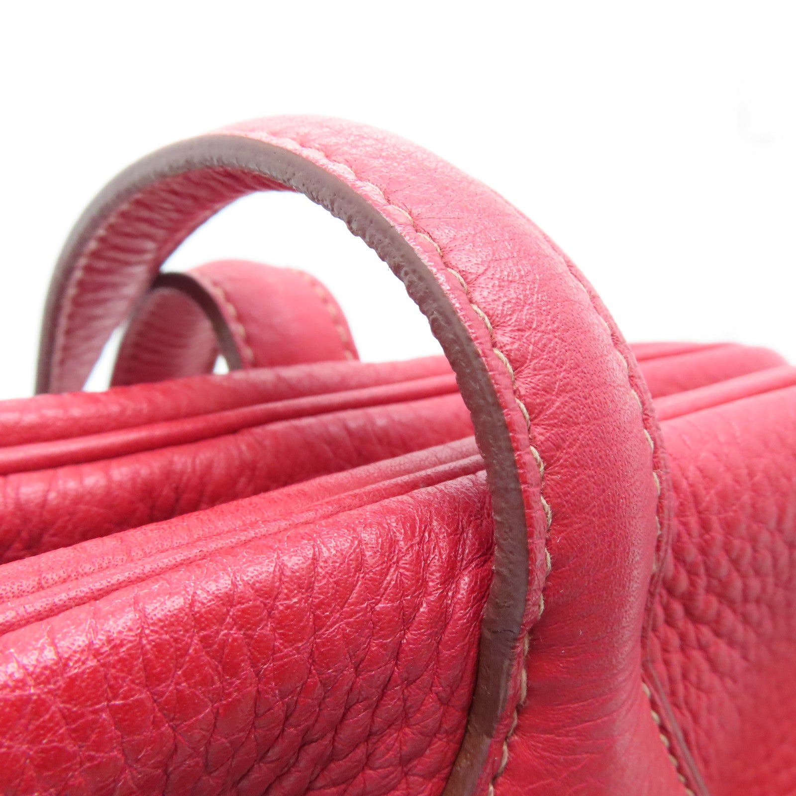 HERMES 【激减优惠】Clemence皮革Victoria银扣肩背袋Rouge Casaque/红色