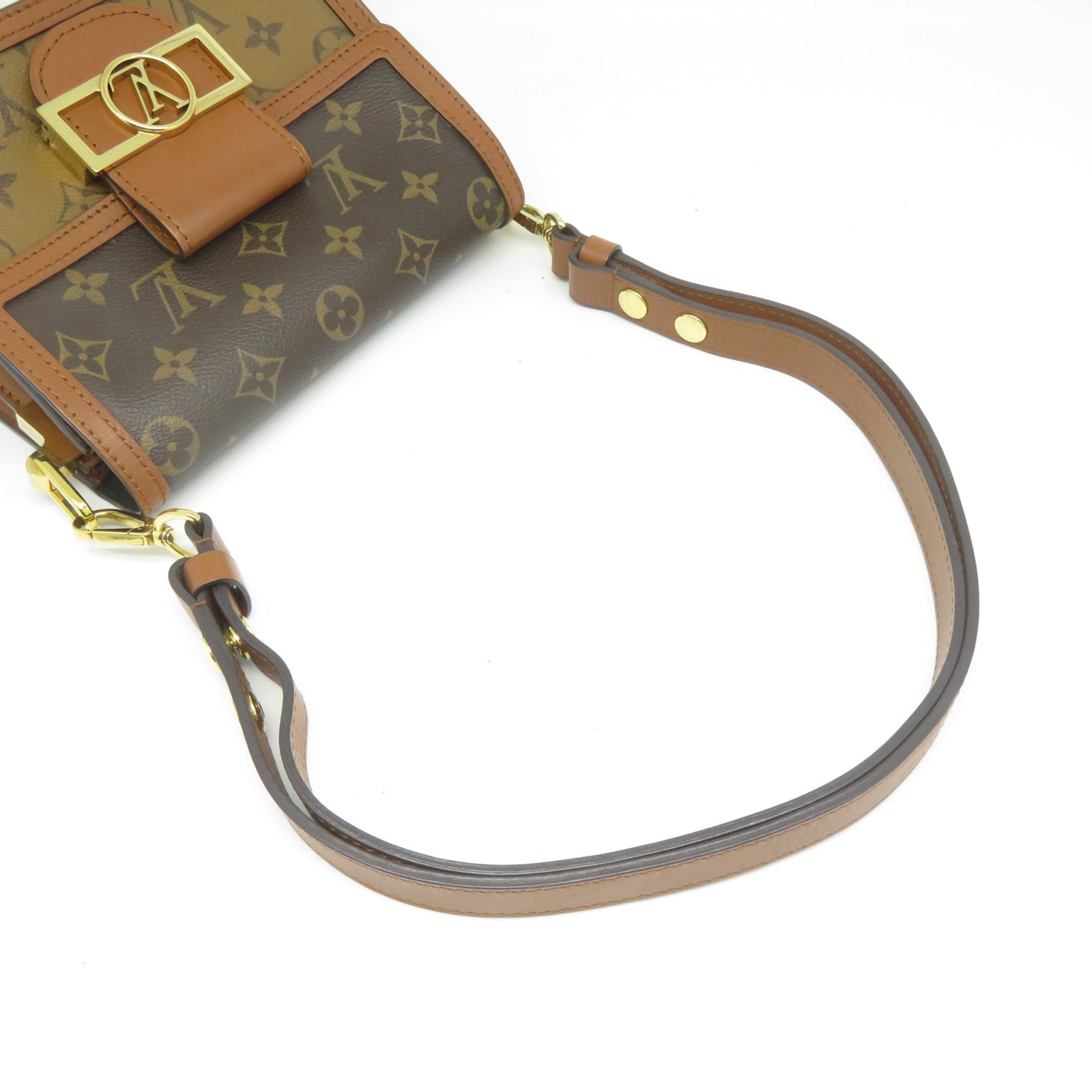 LOUIS VUITTON 【激減優惠】Monogram Reverse Mini Dauphine金扣肩背袋啡色
