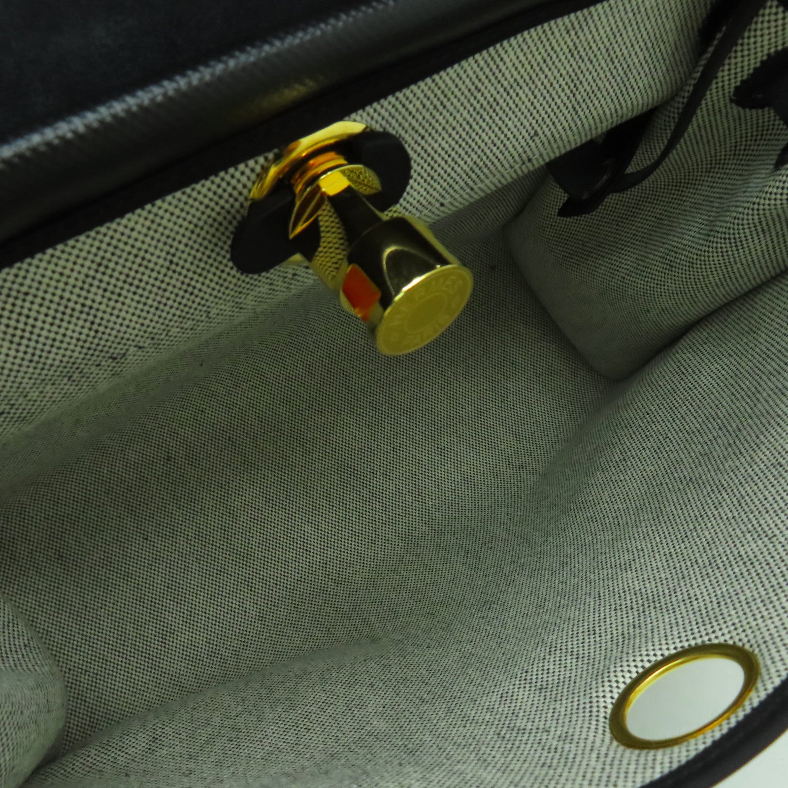 HERMES 防水帆布Herbag PM金扣手挽肩背兩用袋黑色