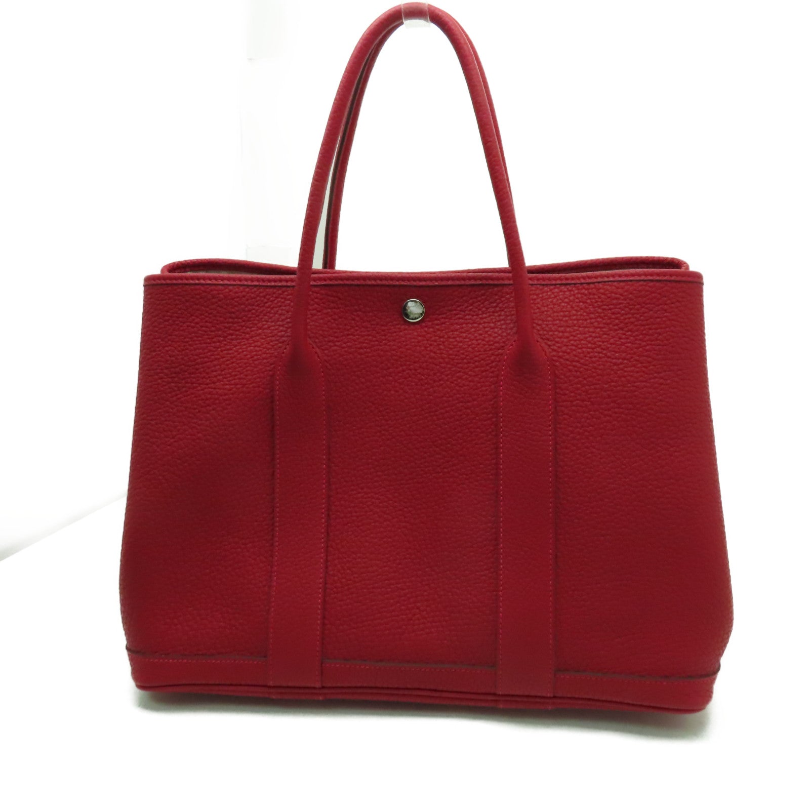 HERMES Negonda皮革GardenParty PM銀扣手挽袋紅色