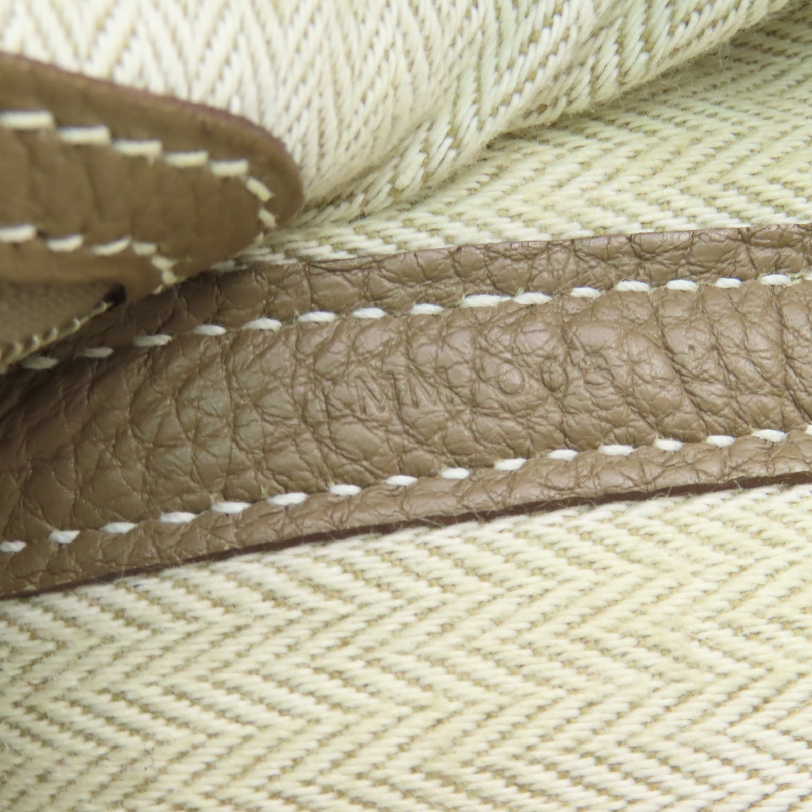 HERMES Clemence皮革Garden Party TPM銀扣手挽袋米色