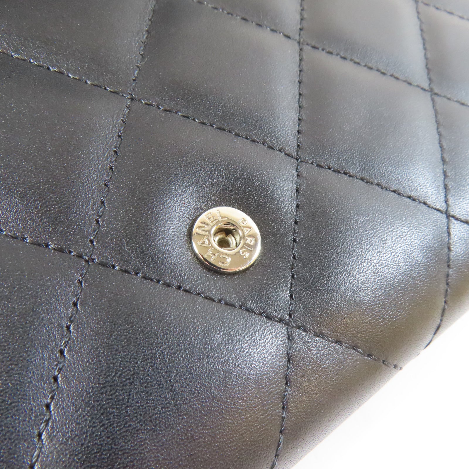 CHANEL 菱格Cambon皮革Cambon Long Wallet銀扣長錢包黑色
