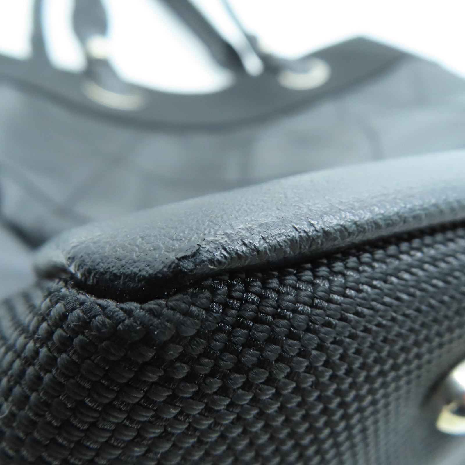 CHANEL 菱格帆布Tote Bag銀扣手挽袋黑色