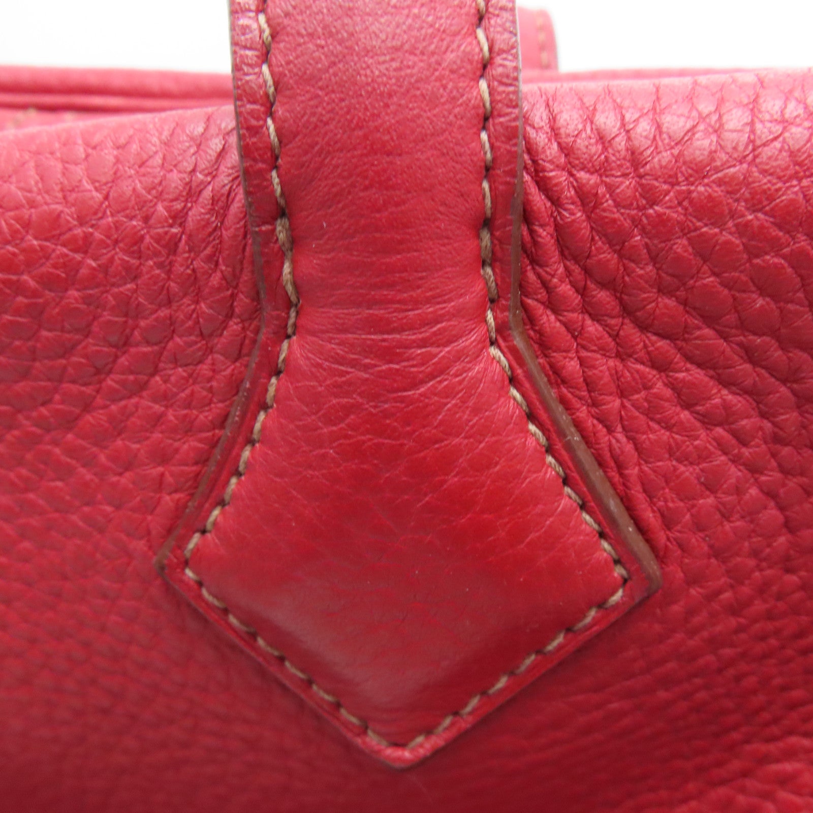 HERMES 【激减优惠】Clemence皮革Victoria银扣肩背袋Rouge Casaque/红色