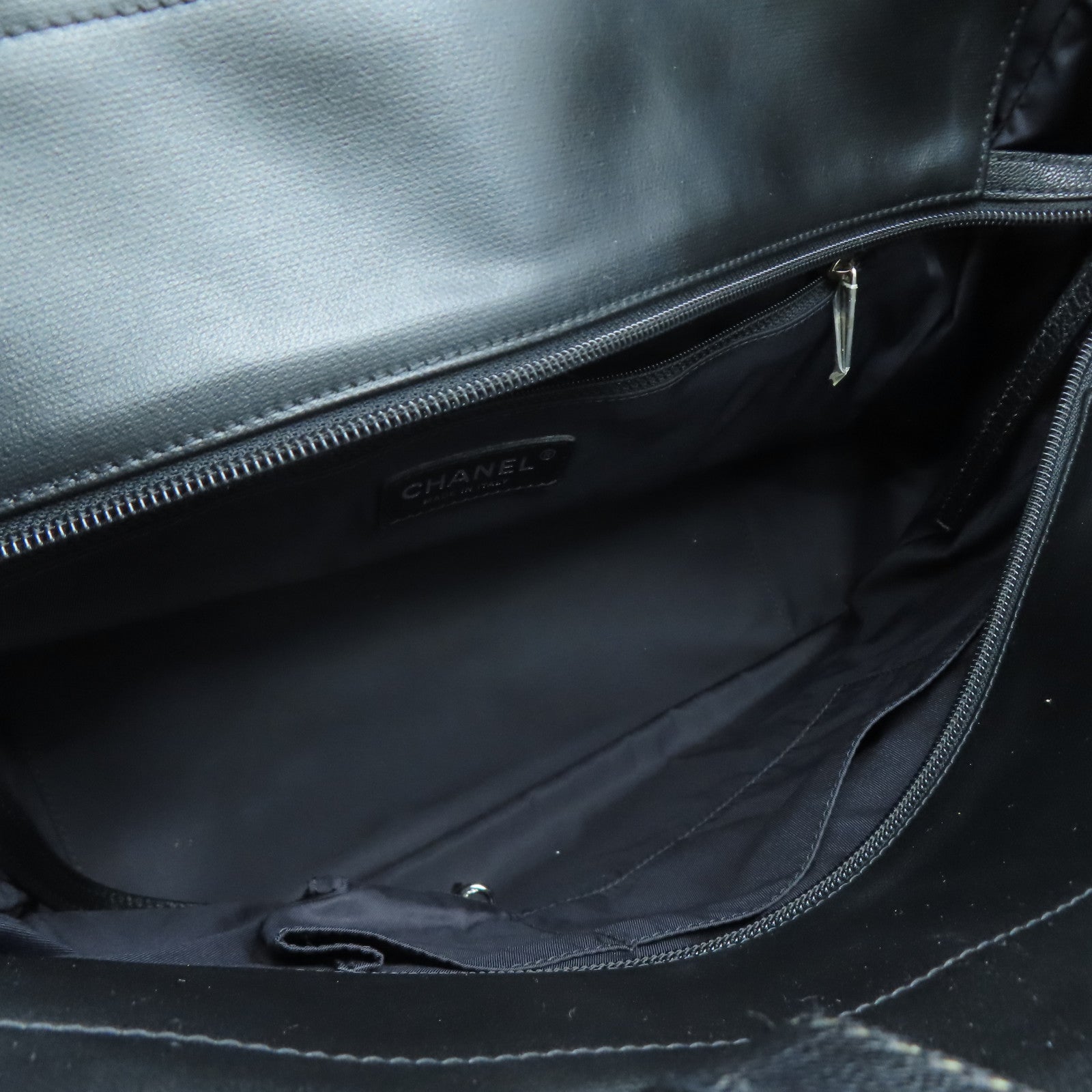 CHANEL 菱格帆布Tote Bag銀扣手挽袋黑色