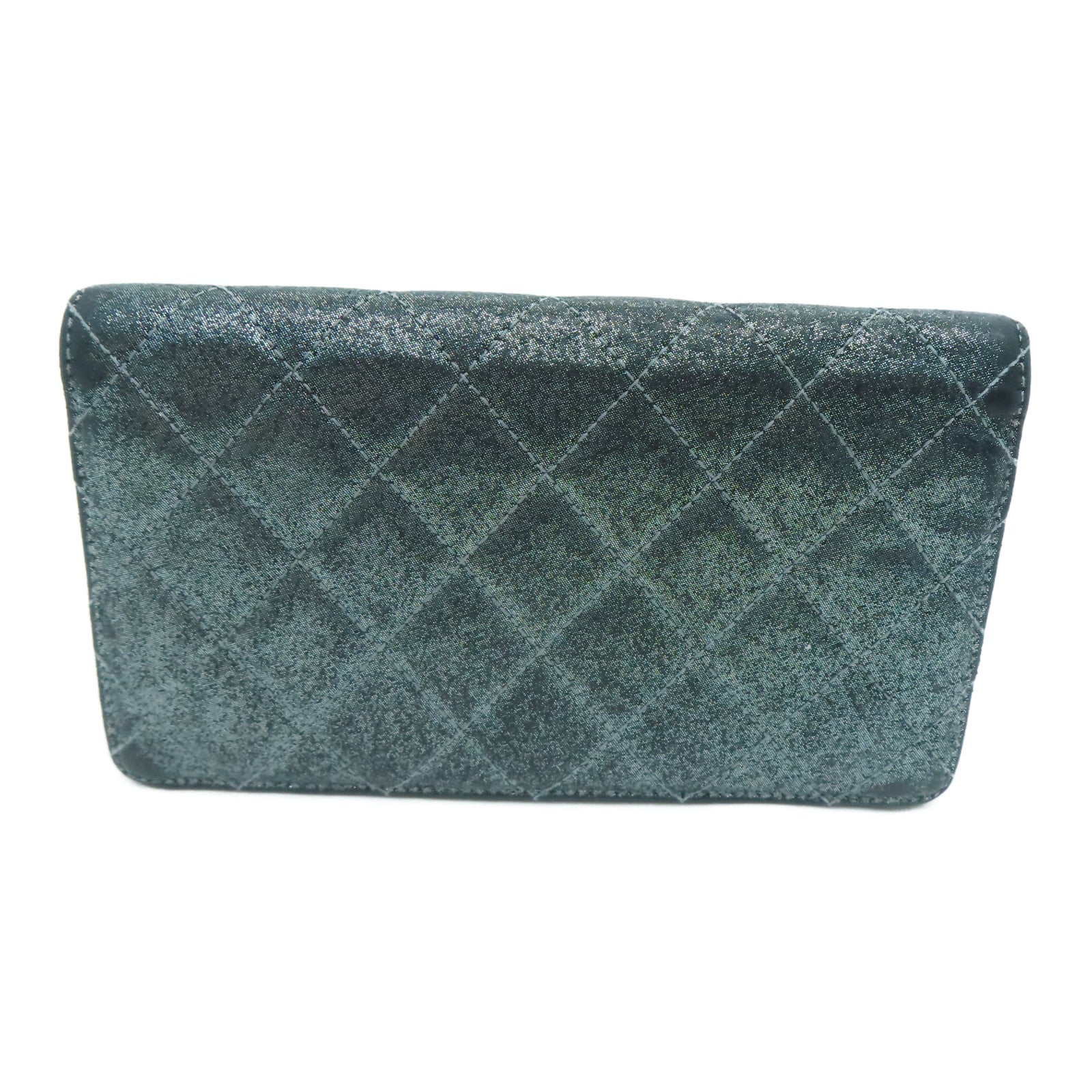 CHANEL 菱格牛皮皮革Long Wallet長錢包銀色