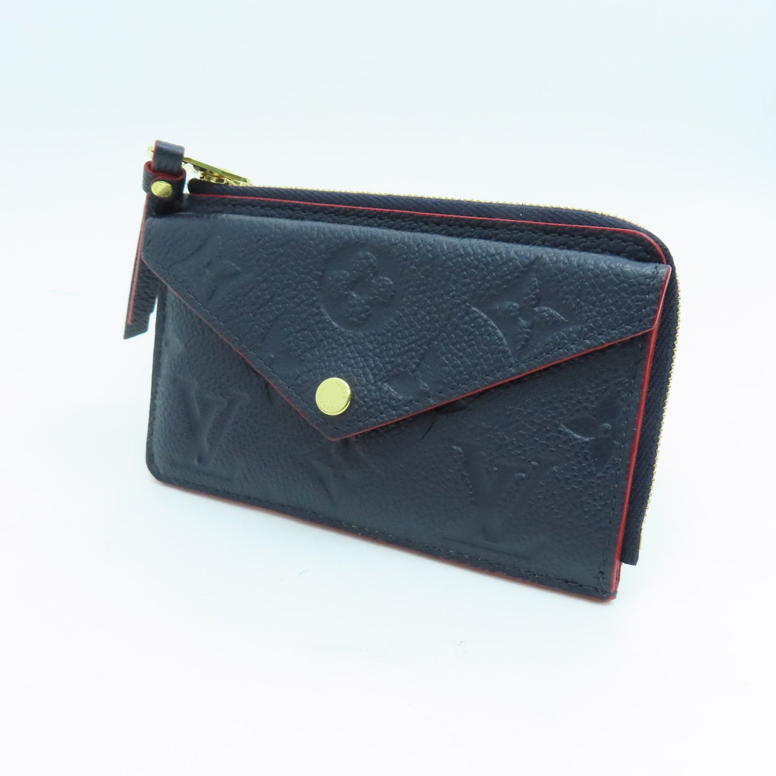 LOUIS VUITTON Monogram Empreinte Recto Verso金扣卡片包蓝色/红色