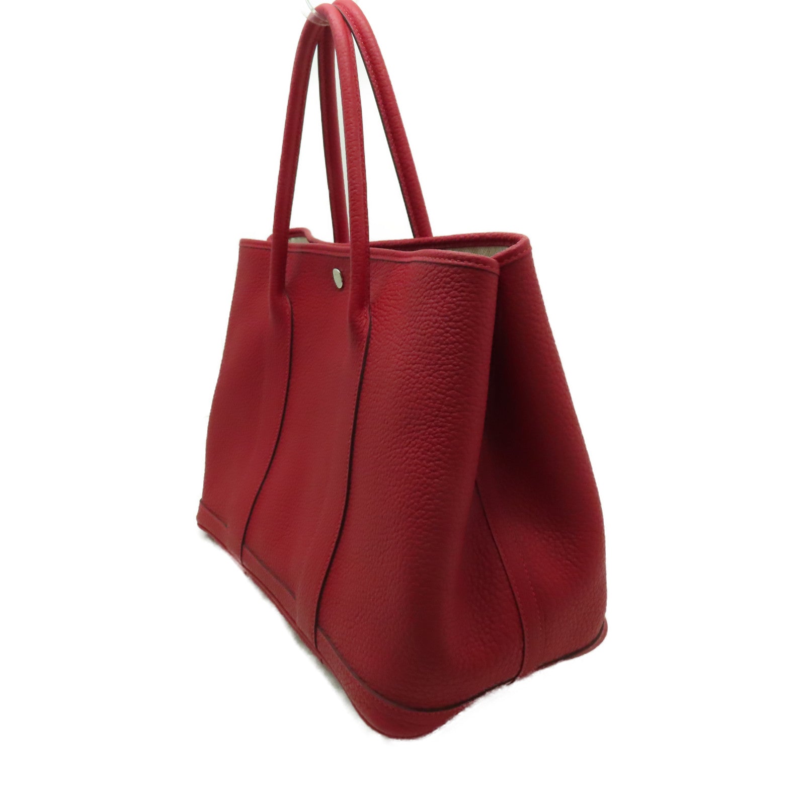 HERMES Negonda皮革GardenParty PM銀扣手挽袋紅色