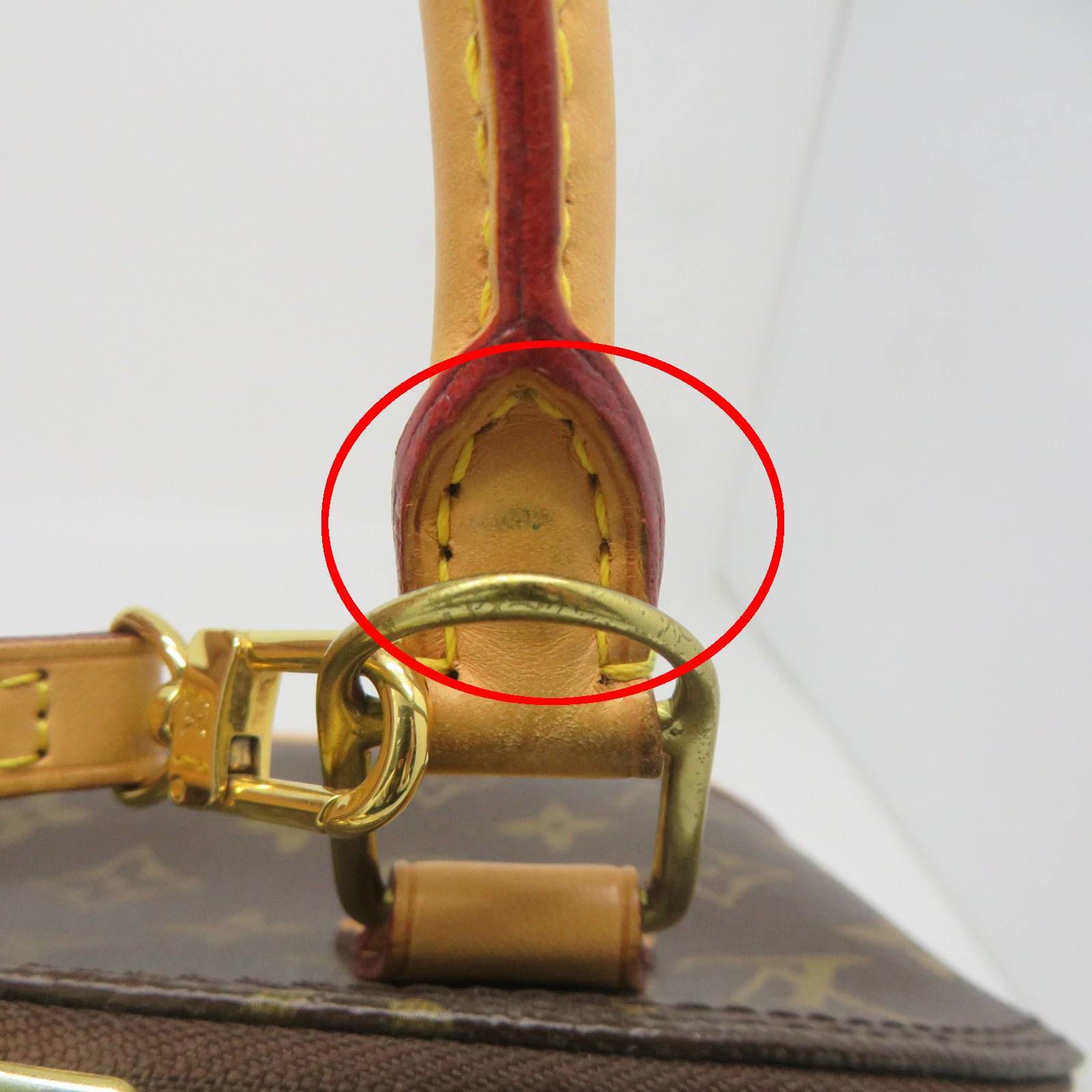 LOUIS VUITTON Monogram Alma BB Gold Buckle Shoulder Bag Brown