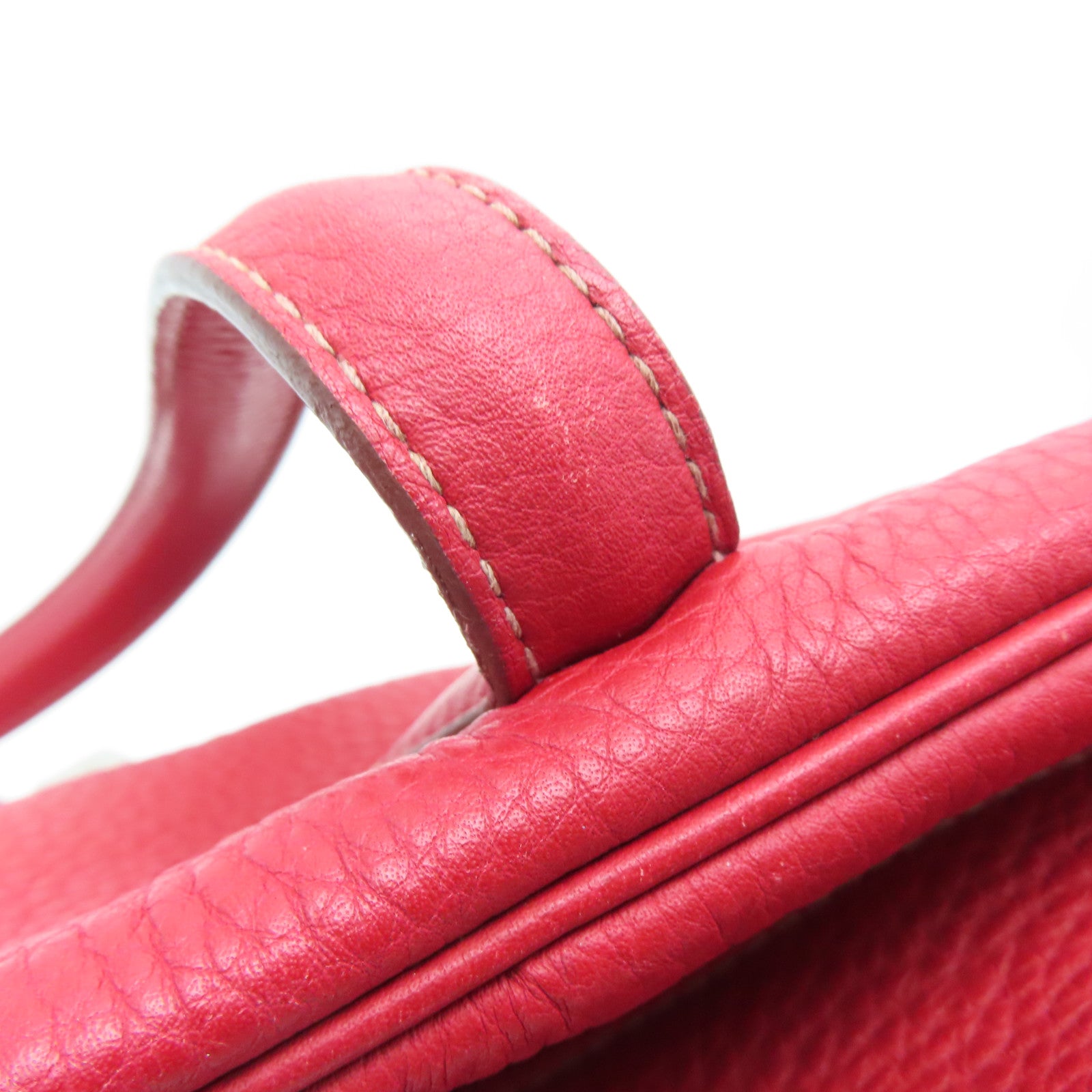 HERMES 【激减优惠】Clemence皮革Victoria银扣肩背袋Rouge Casaque/红色