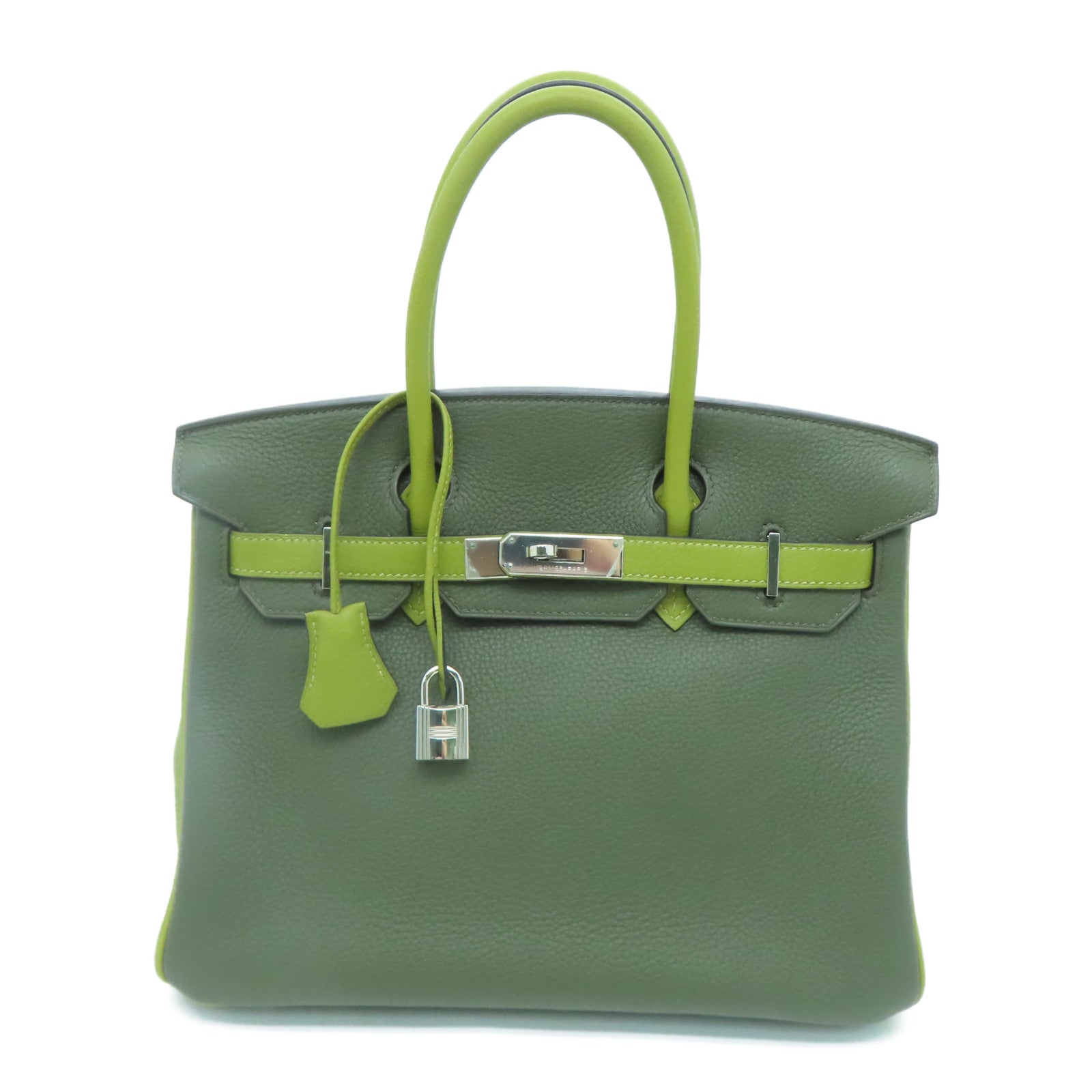 HERMES Togo皮革Birkin 30銀扣手挽袋綠色