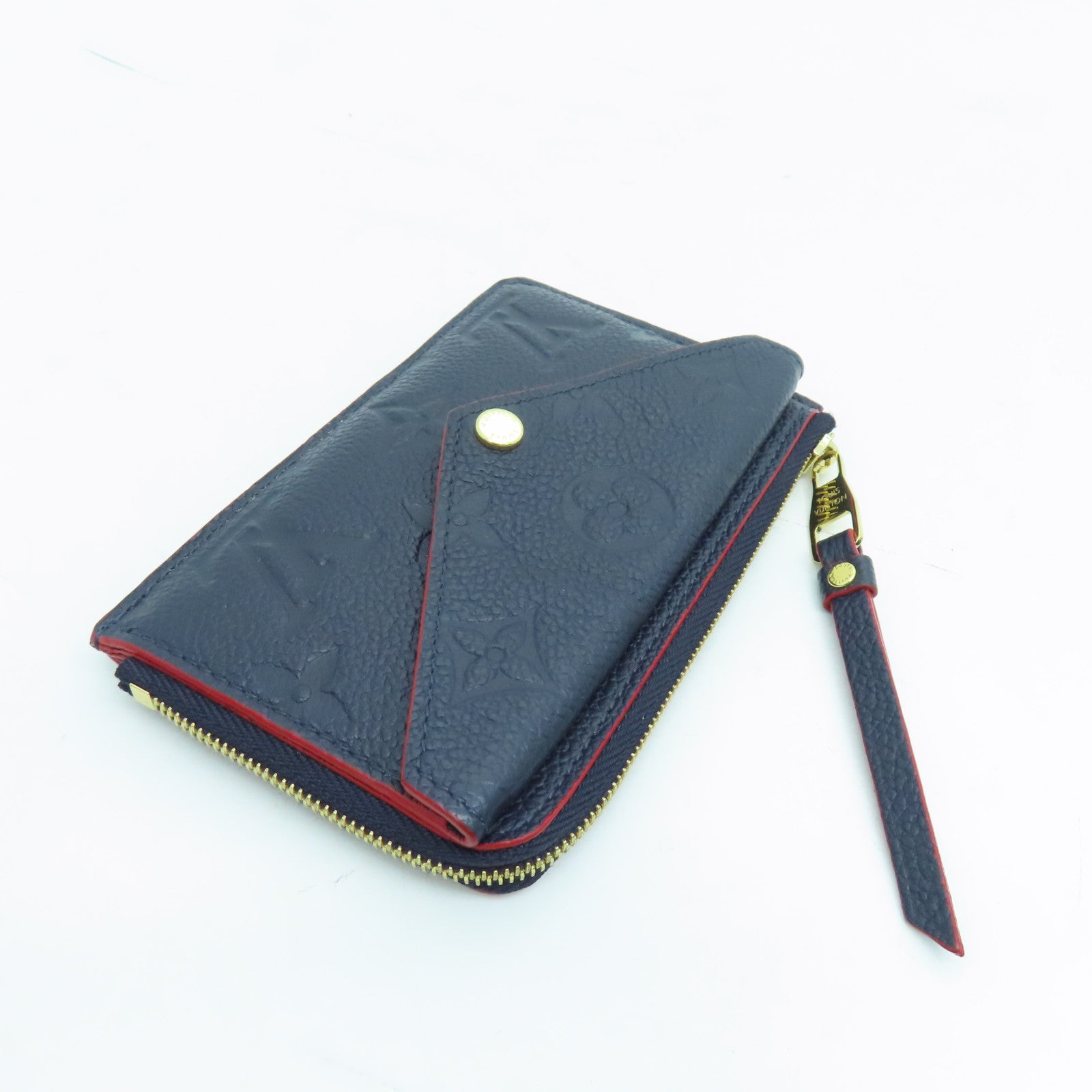 LOUIS VUITTON Monogram Empreinte Recto Verso金扣卡片包蓝色/红色