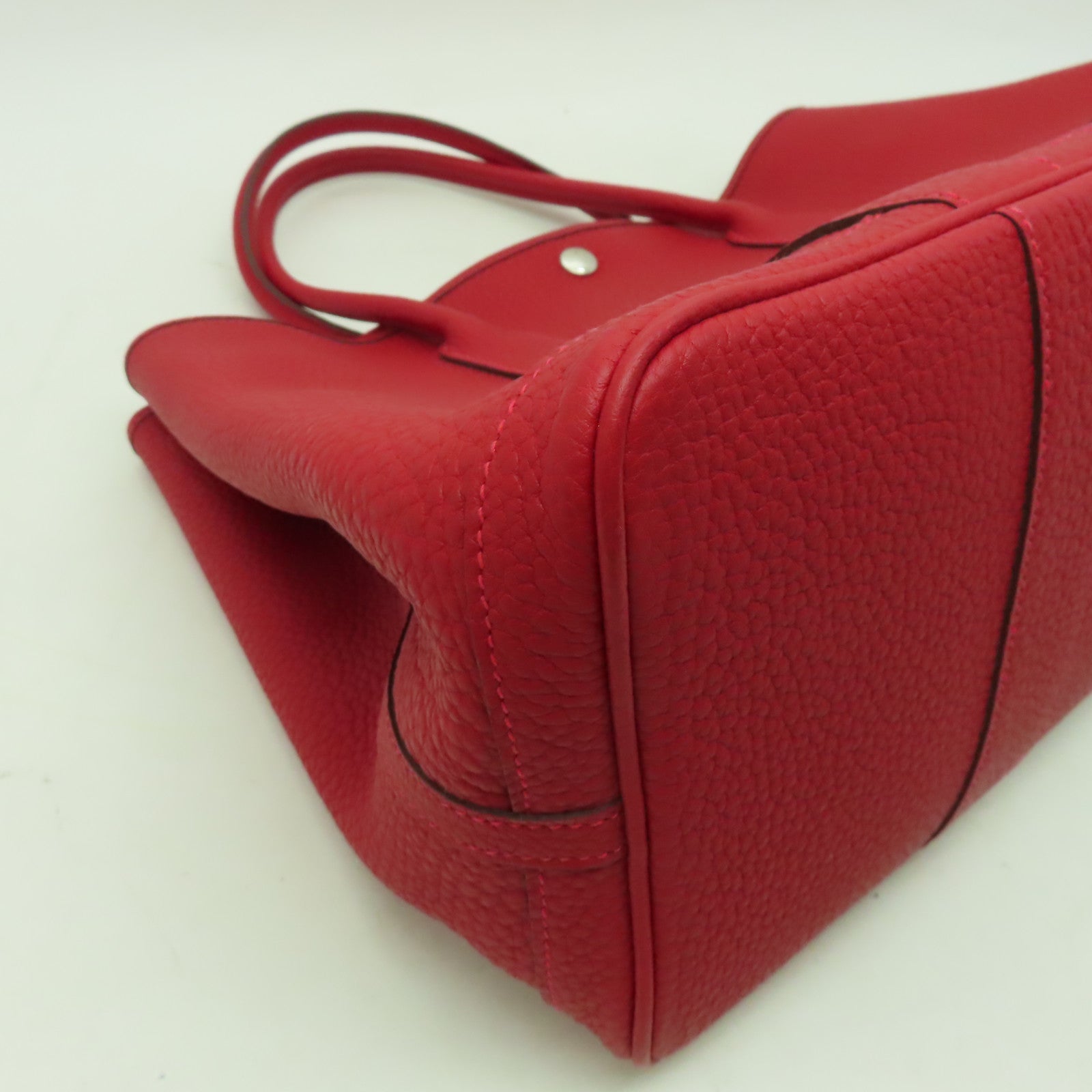 HERMES Negonda皮革GardenParty PM銀扣手挽袋紅色