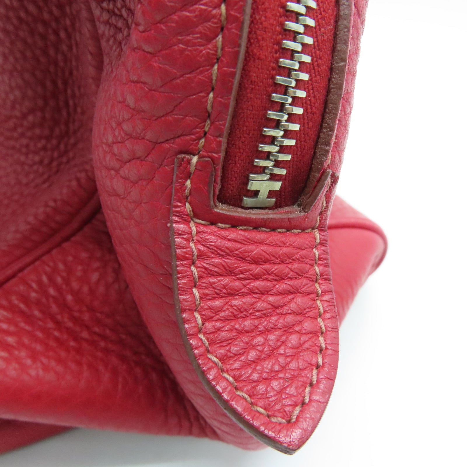 HERMES 【激减优惠】Clemence皮革Victoria银扣肩背袋Rouge Casaque/红色
