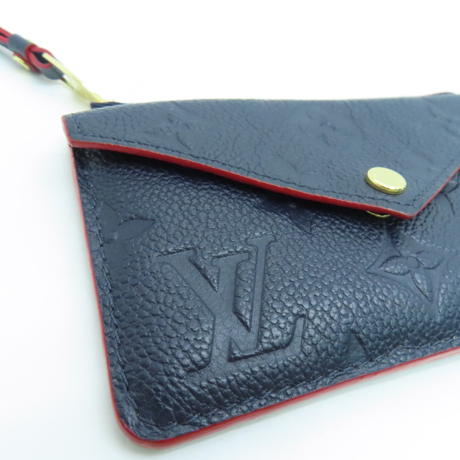 LOUIS VUITTON Monogram Empreinte Recto Verso金扣卡片包蓝色/红色