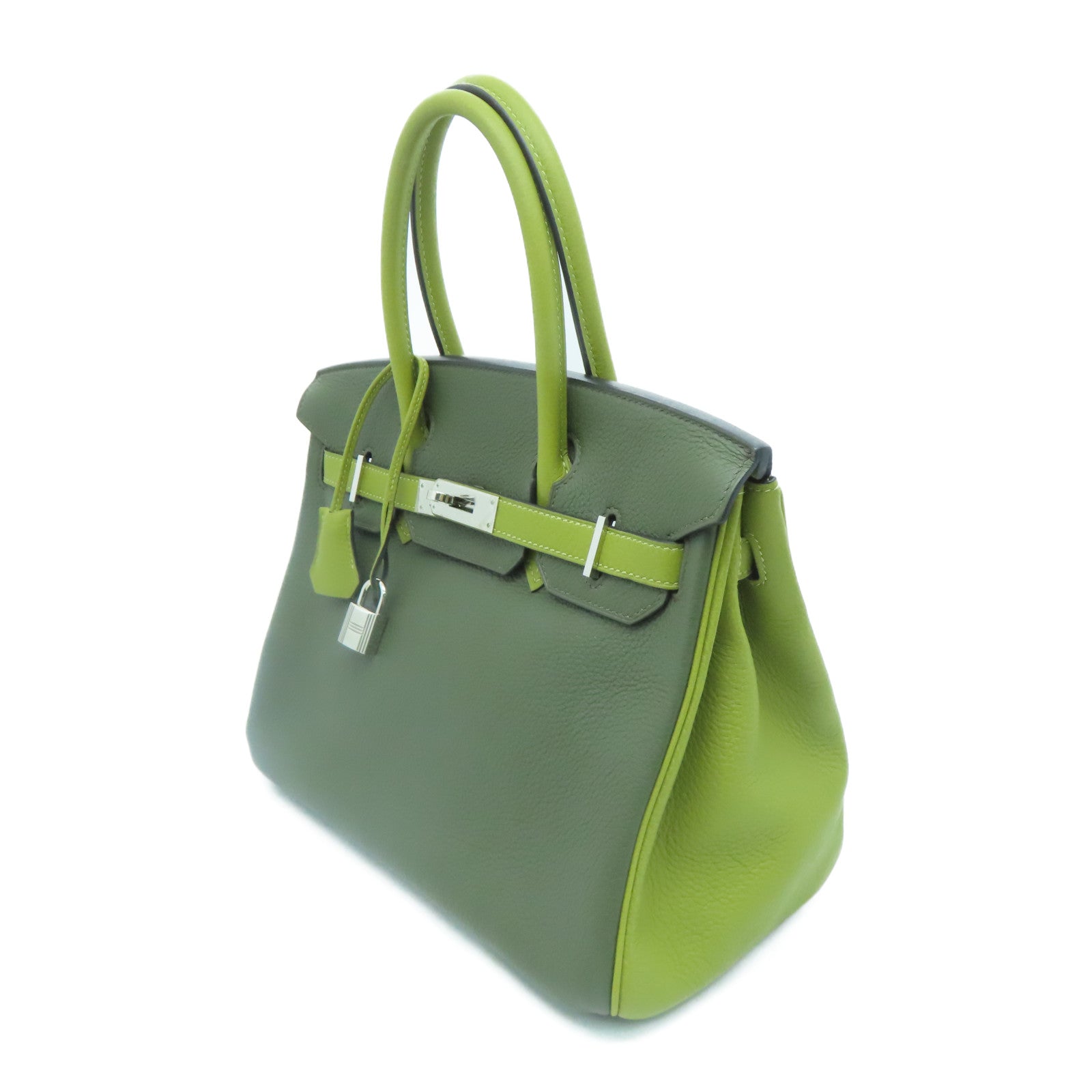 HERMES Togo皮革Birkin 30銀扣手挽袋綠色