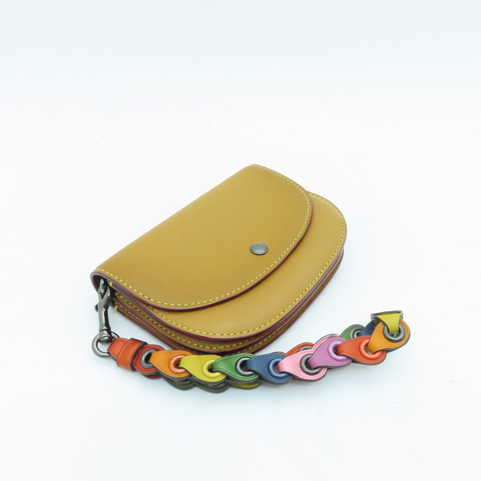 COACH cowhide leather Pouch wallet gold buckle wallet brown