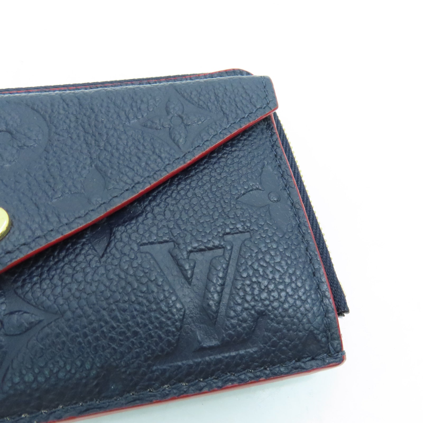 LOUIS VUITTON Monogram Empreinte Recto Verso金扣卡片包蓝色/红色