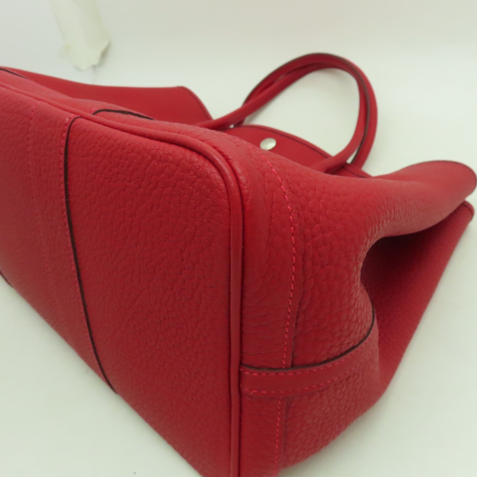 HERMES Negonda皮革GardenParty PM銀扣手挽袋紅色