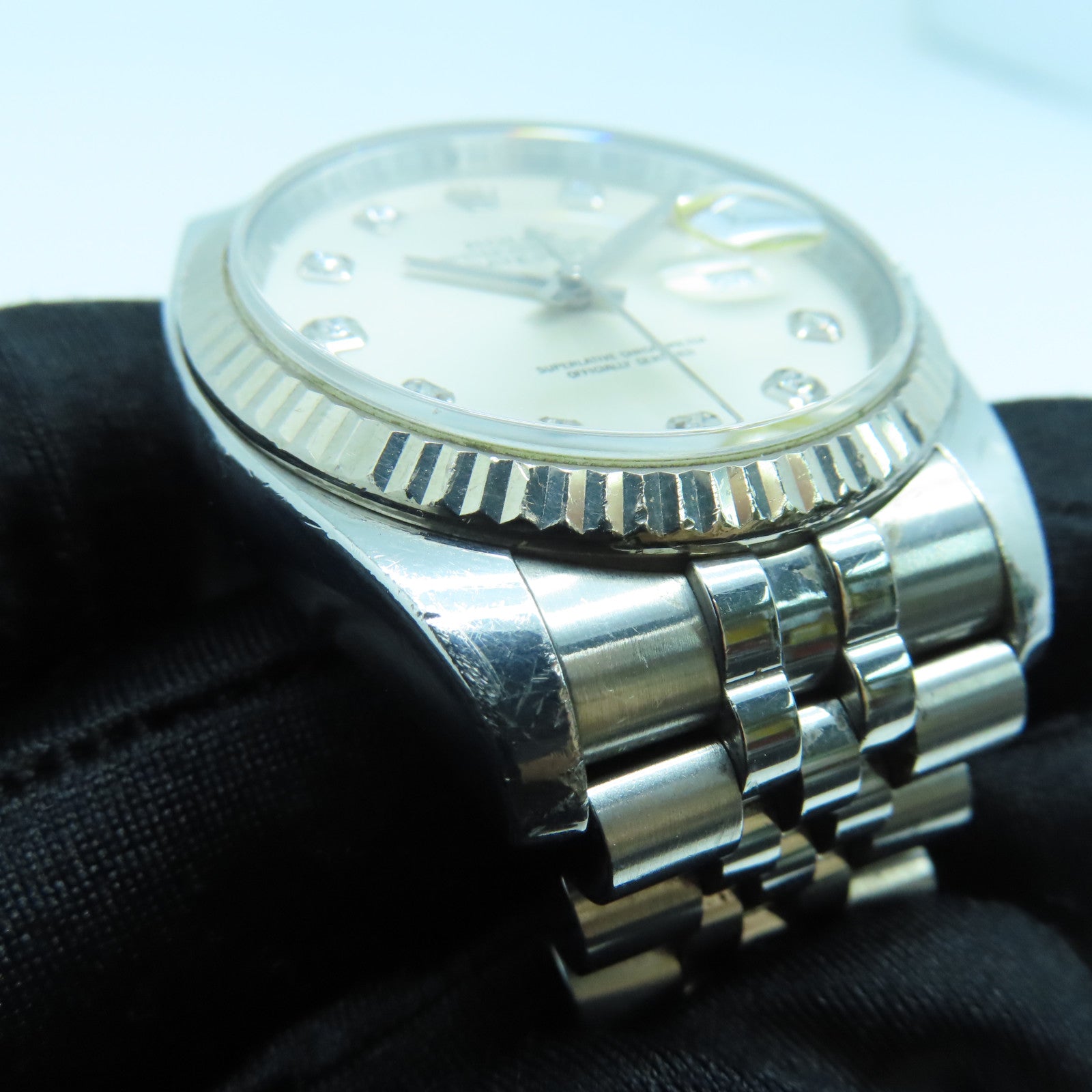 ROLEX Datejust不鏽鋼手錶鑽石自動機芯銀色