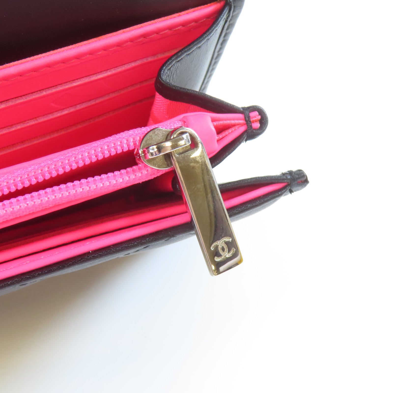 CHANEL 菱格Cambon皮革Cambon Long Wallet銀扣長錢包黑色