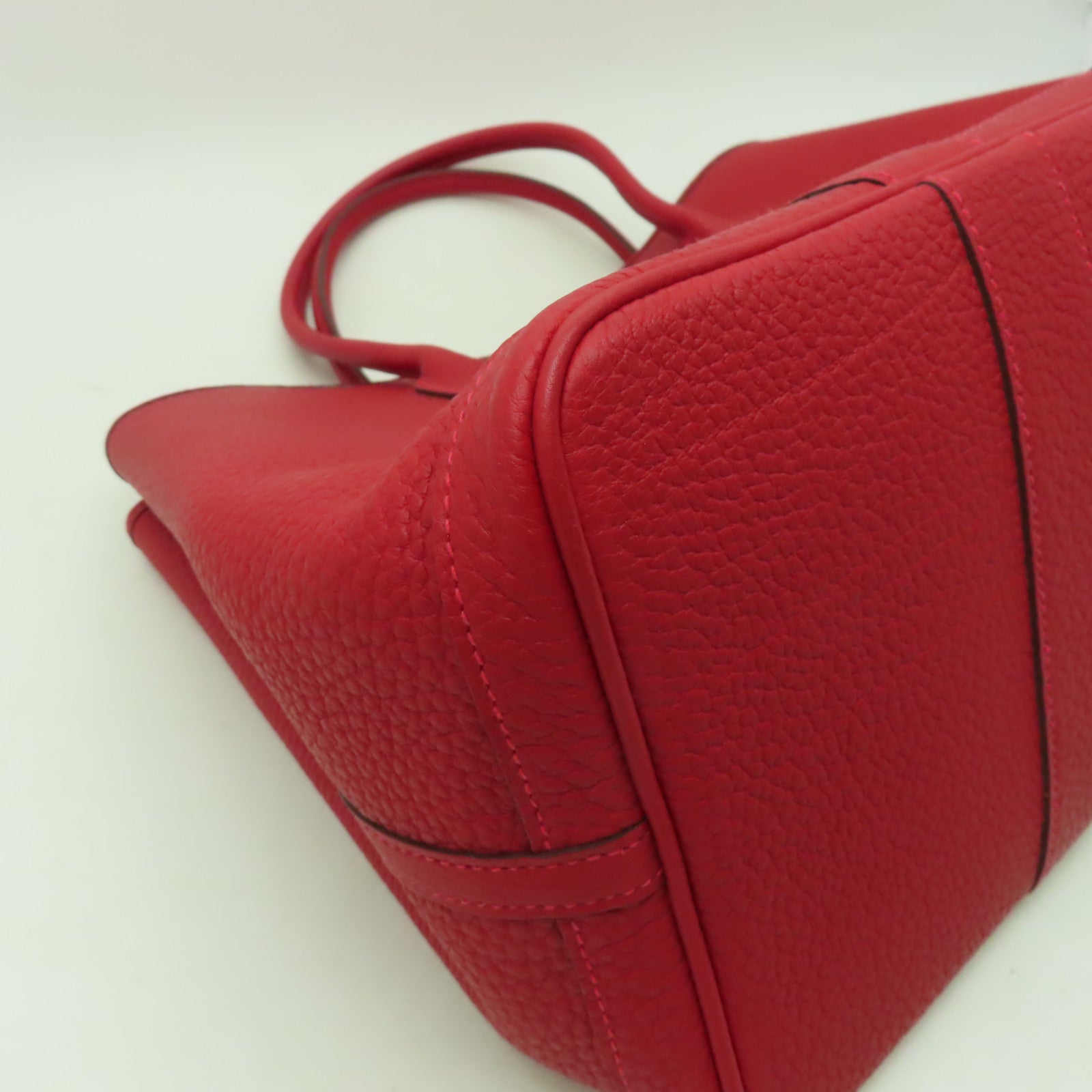 HERMES Negonda皮革GardenParty PM銀扣手挽袋紅色
