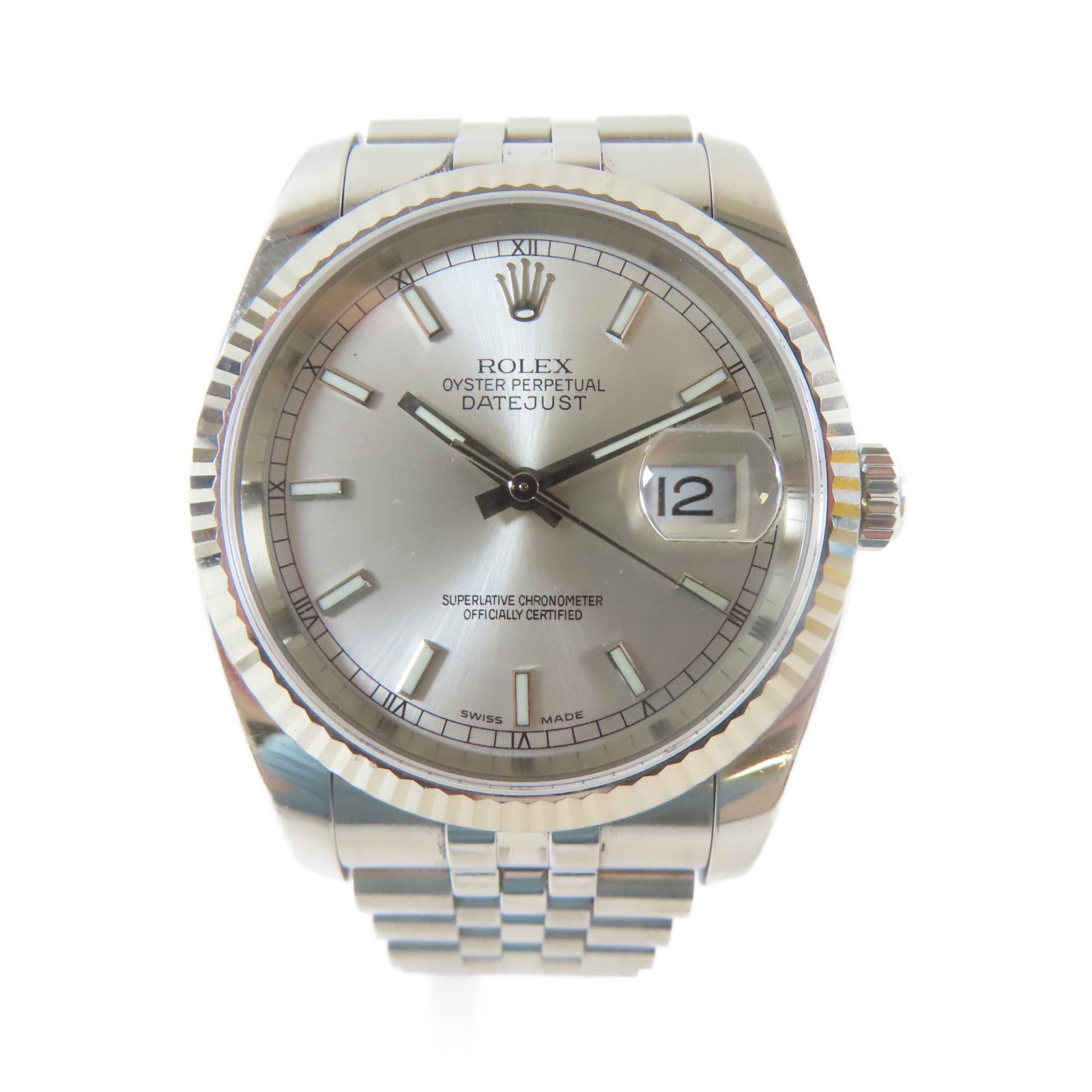 ROLEX Datejust 18K白金/不鏽鋼手錶自動機芯銀色