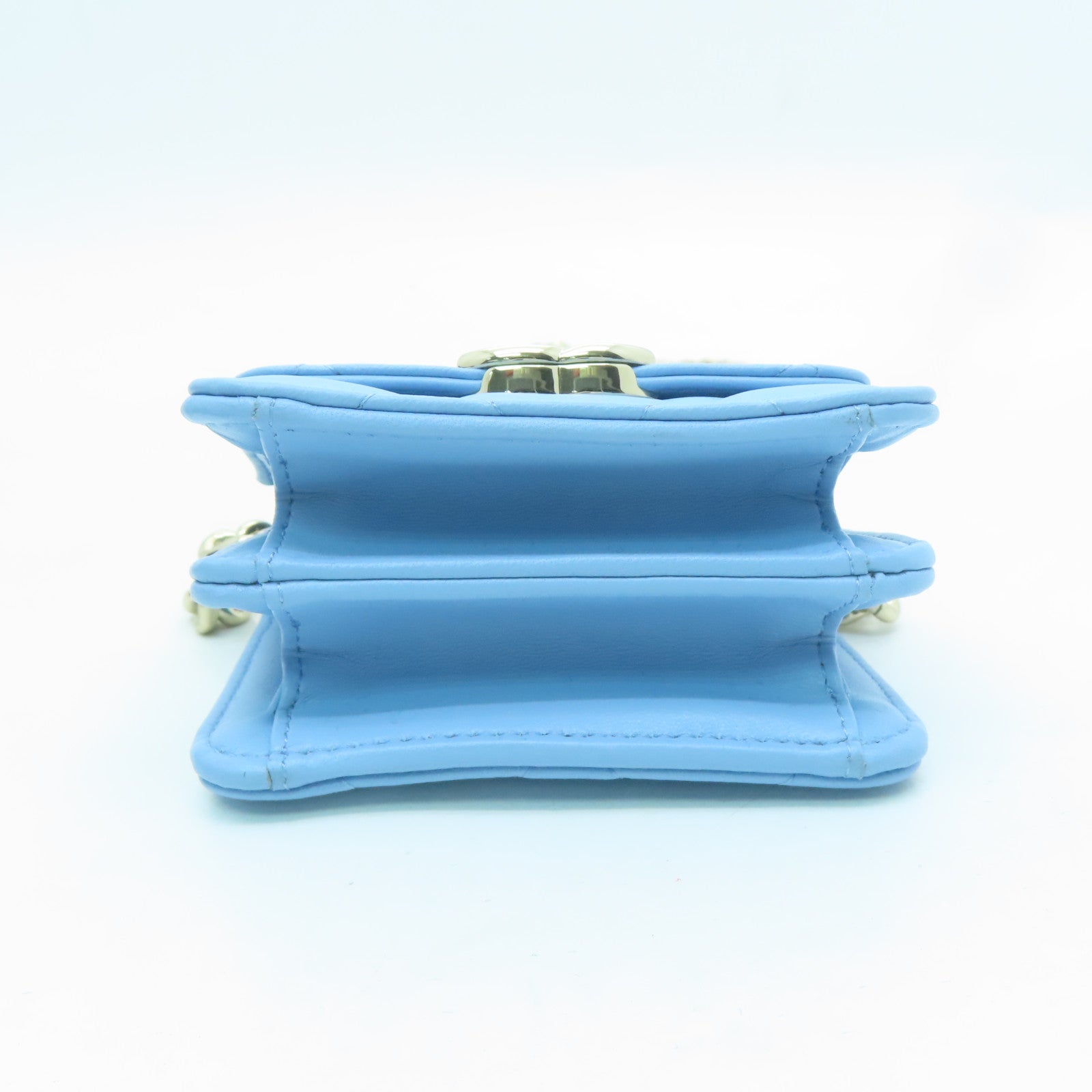 CHANEL Rhombus Sheepskin Leather Chain Shoulder Gold Buckle Chain Belt Shoulder Bag Powder Blue